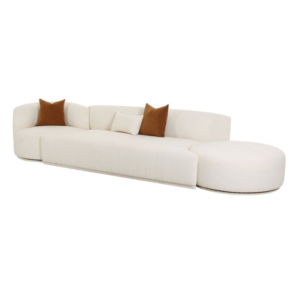 Fickle Cream Boucle 3 - Piece Chaise Modular Sofa