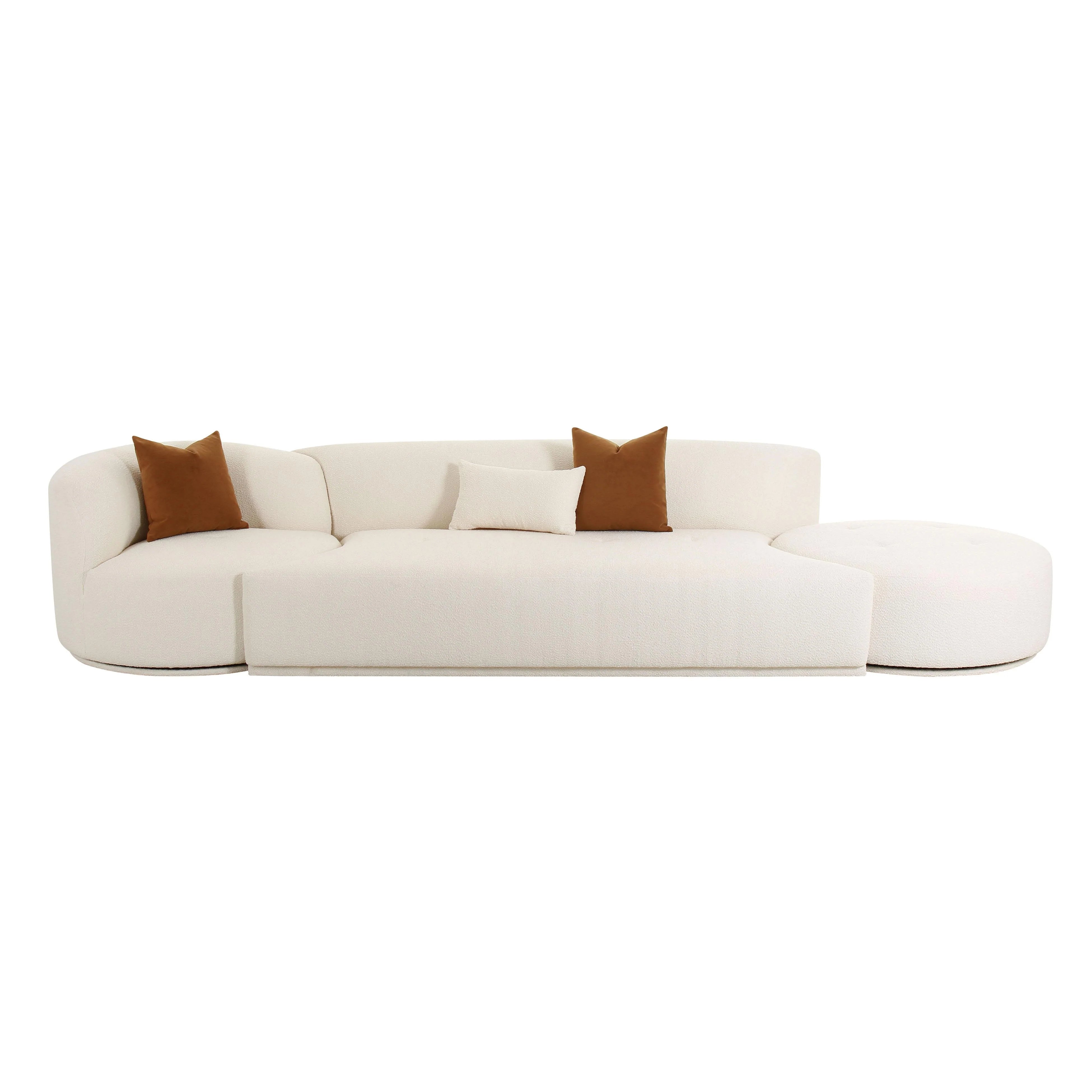Canapé modulaire avec méridienne 3 pièces Boucle crème Fickle