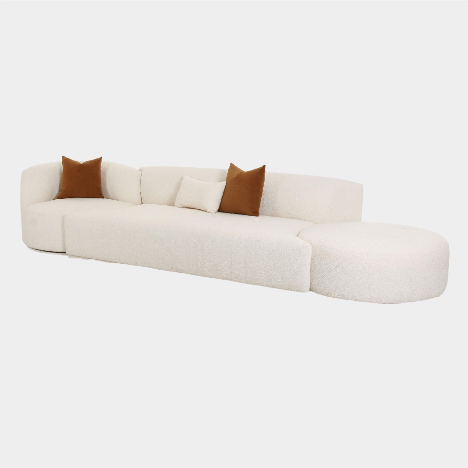 Fickle Cream Boucle 3 - Piece Chaise Modular Sofa