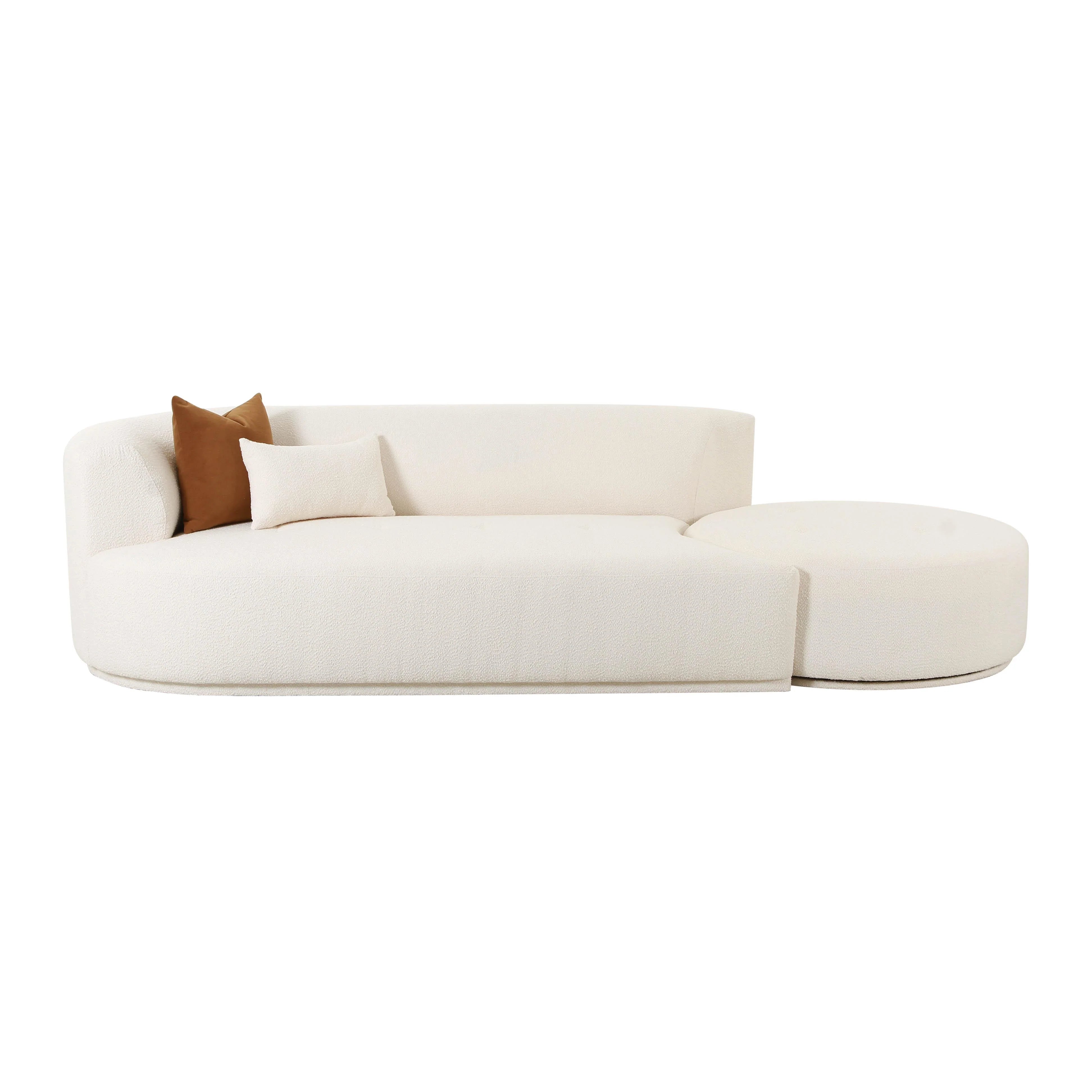 Canapé modulaire avec méridienne 2 pièces Fickle crème Boucle