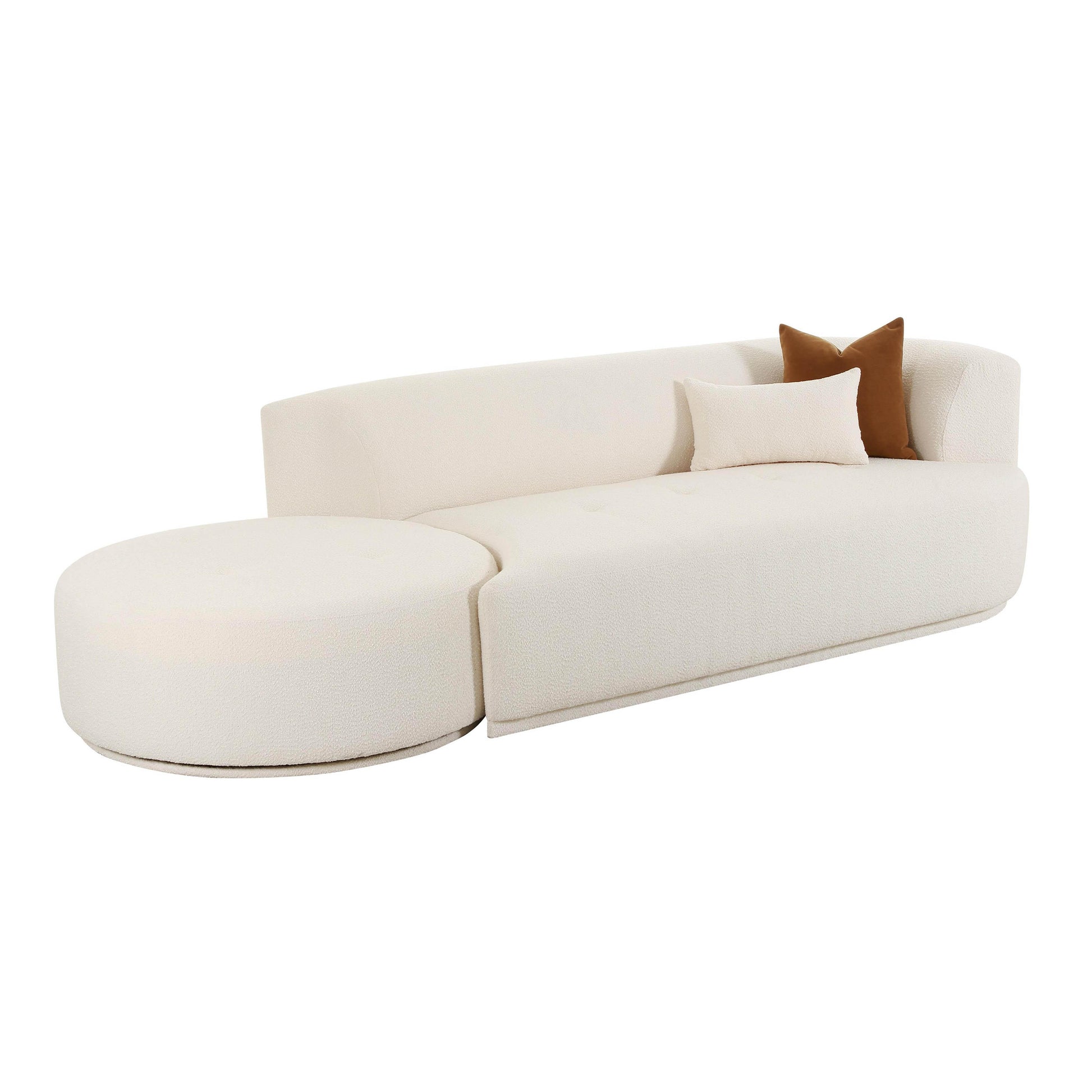 Fickle Cream Boucle 2 - Piece Chaise Modular Sofa