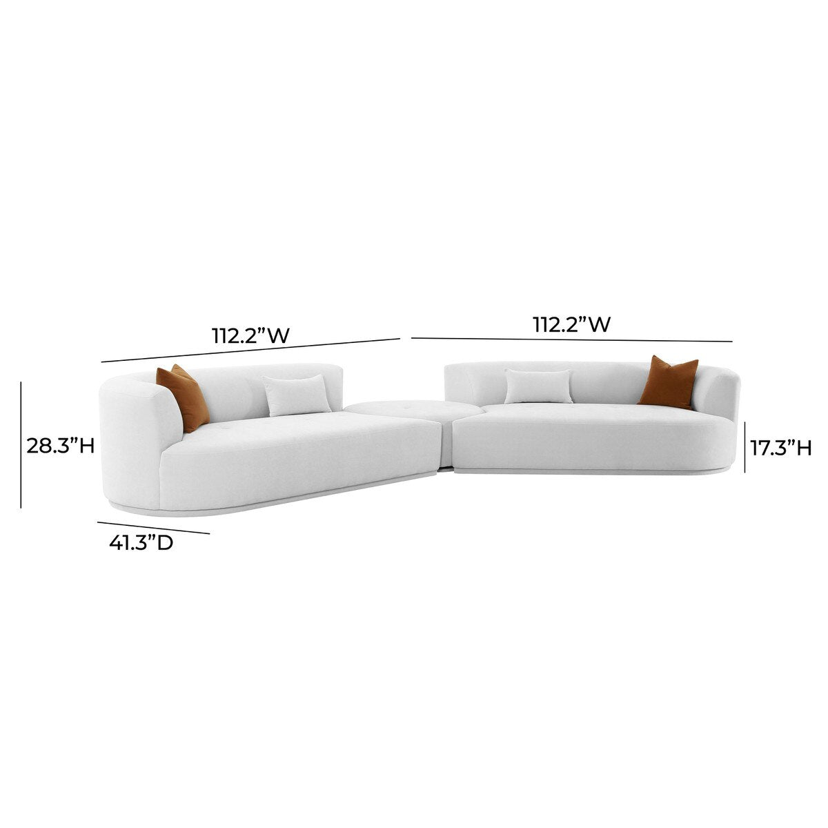 Fickle Grey Velvet 3-Piece Modular Sectional