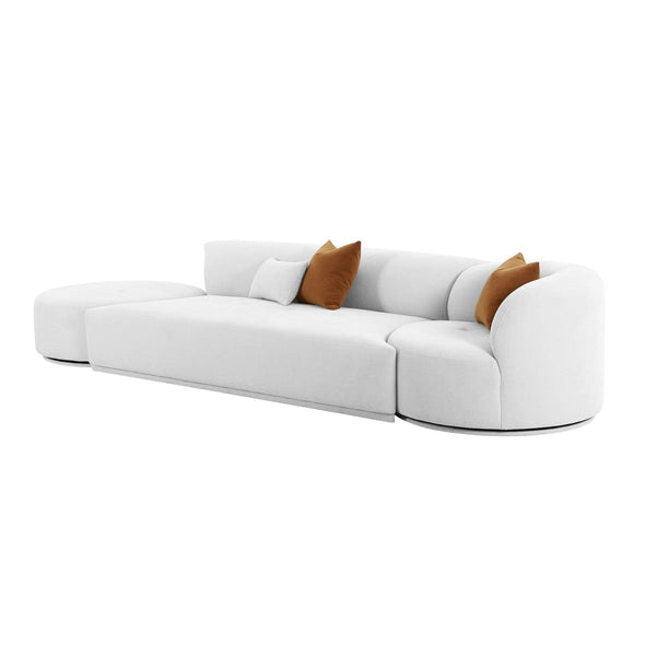 Fickle Grey Velvet 3 - Piece Chaise Modular Sofa