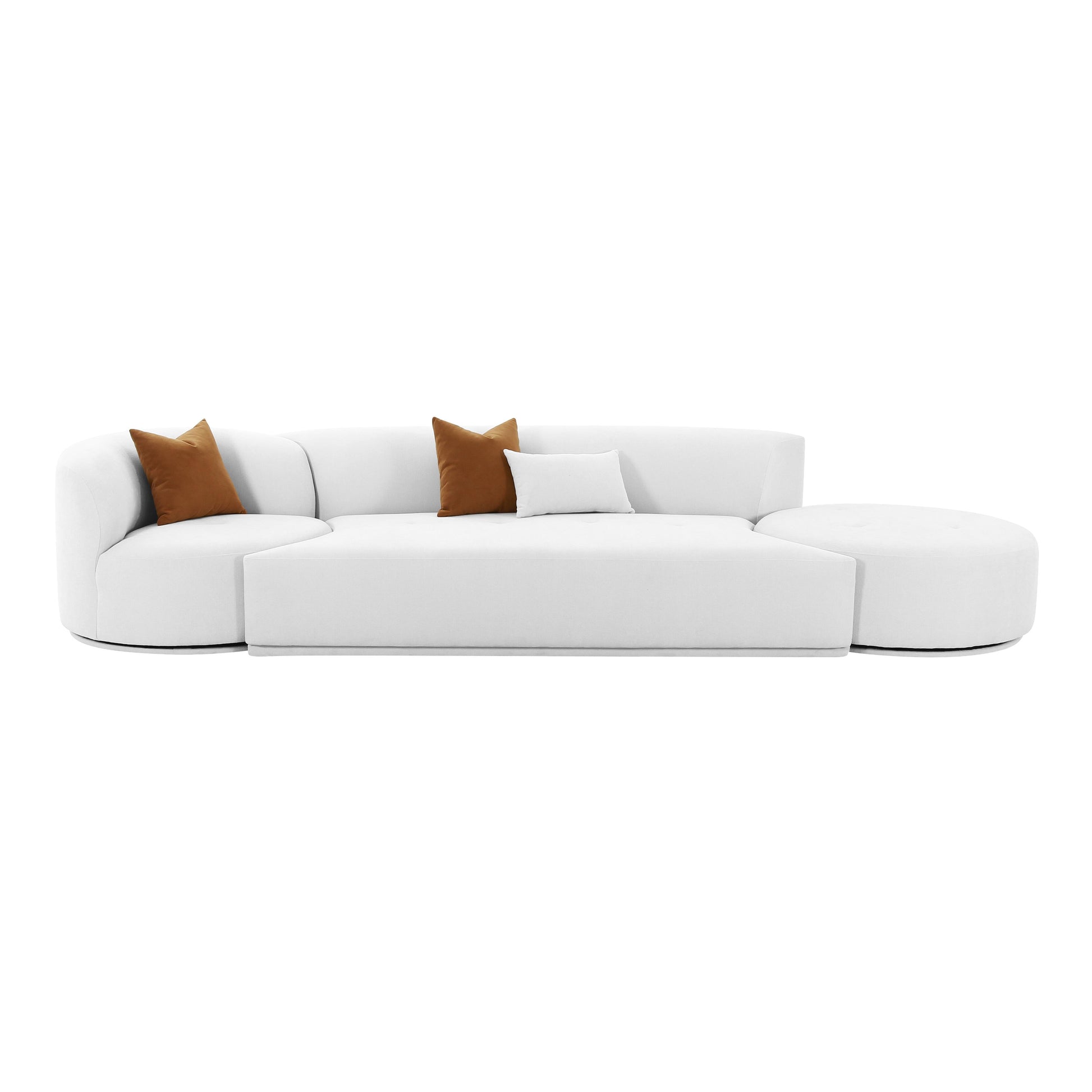 Fickle Grey Velvet 3 - Piece Chaise Modular Sofa