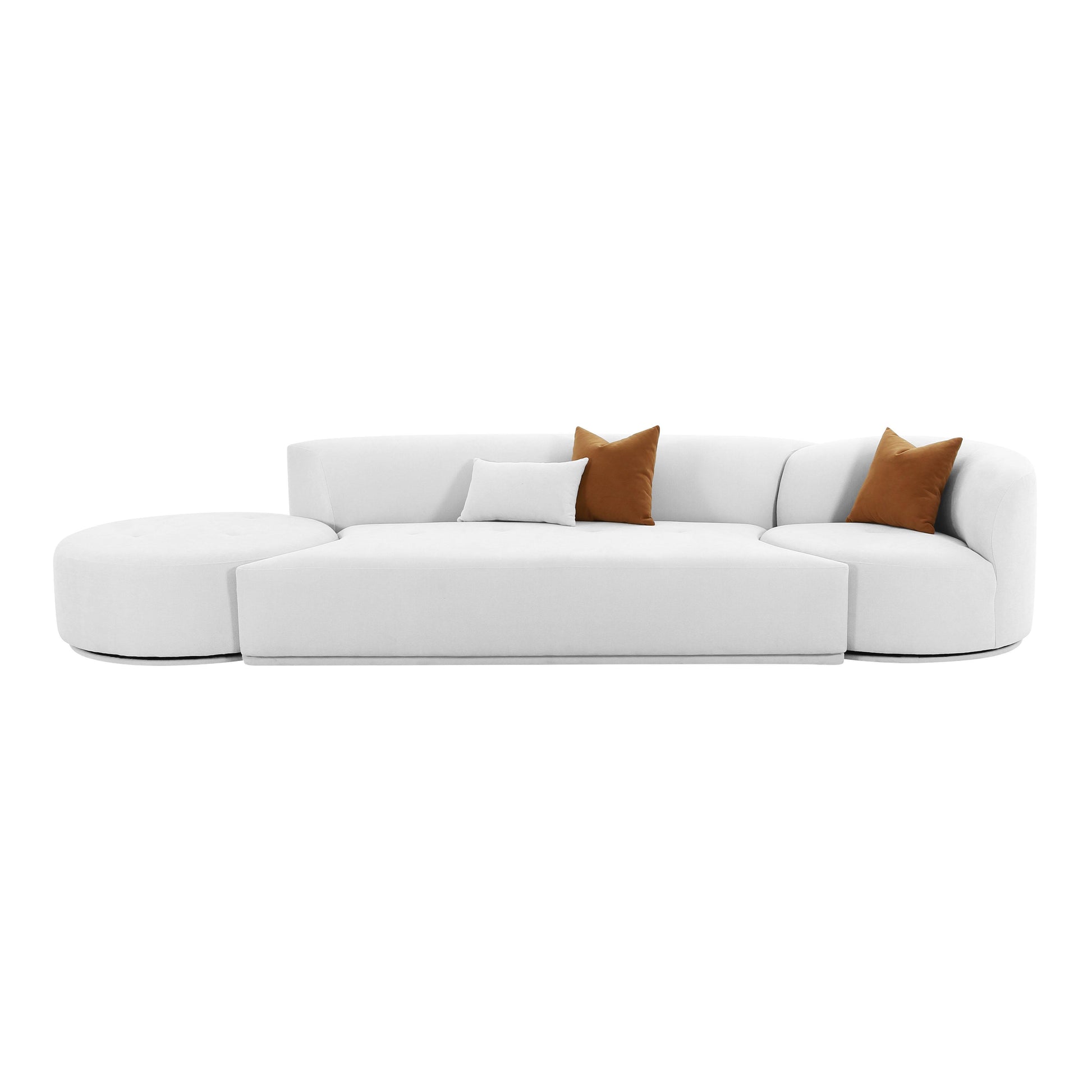 Fickle Grey Velvet 3 - Piece Chaise Modular Sofa