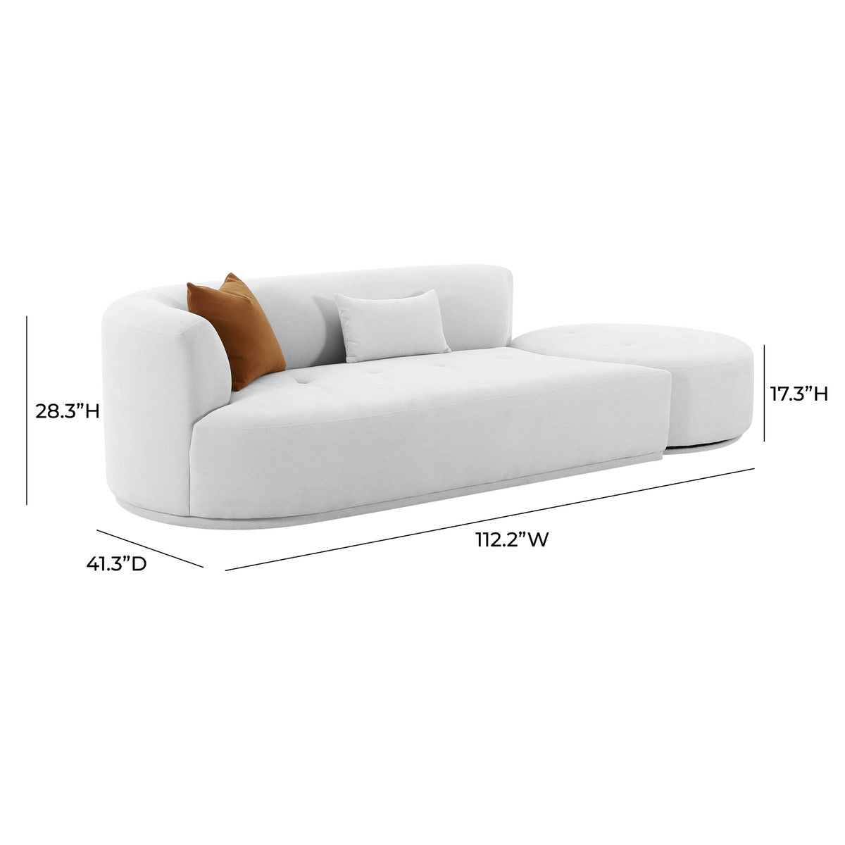 Fickle Grey Velvet 2 - Piece Chaise Modular Sofa