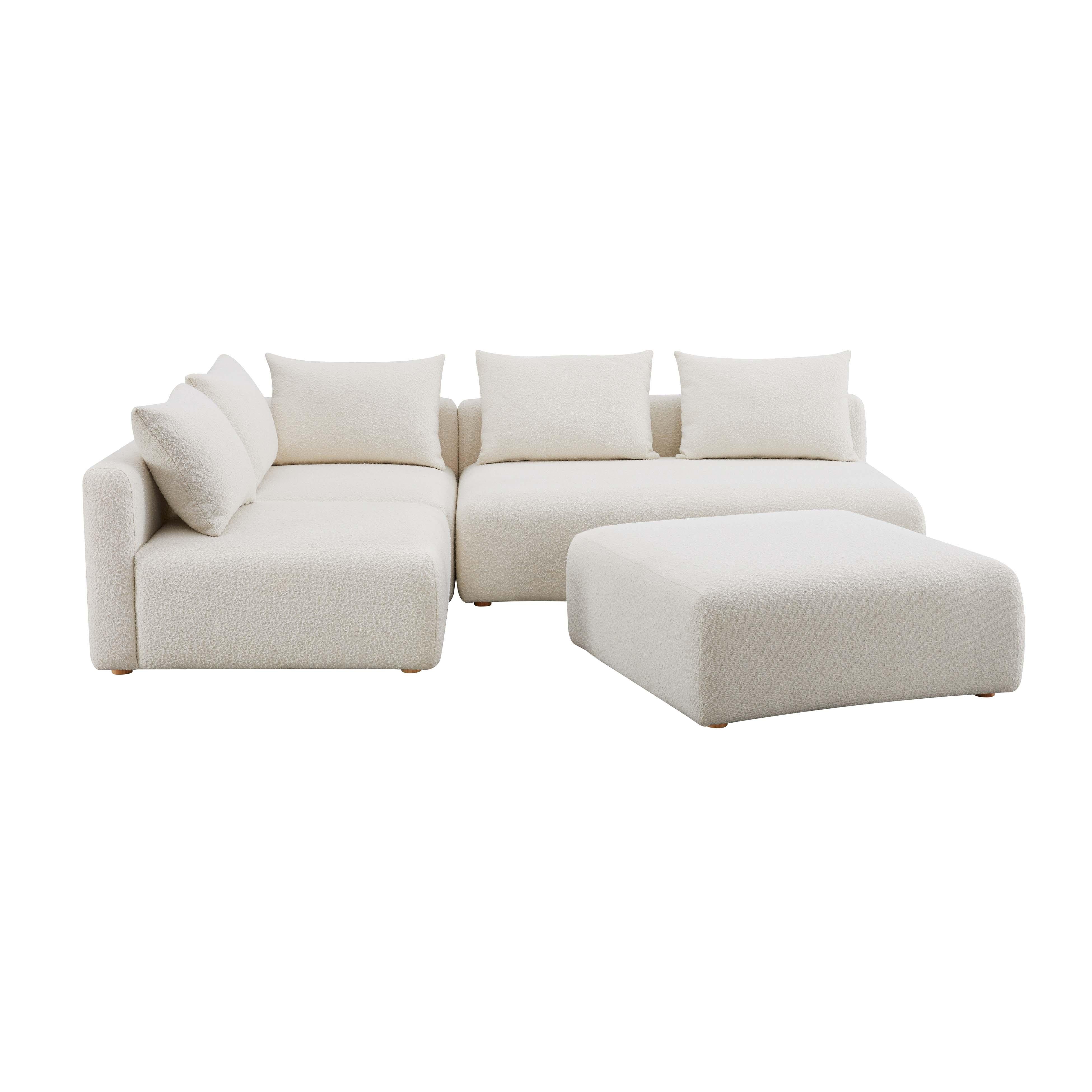 Hangover 4-Piece Cream Performance Boucle Modular Chaise Sectional