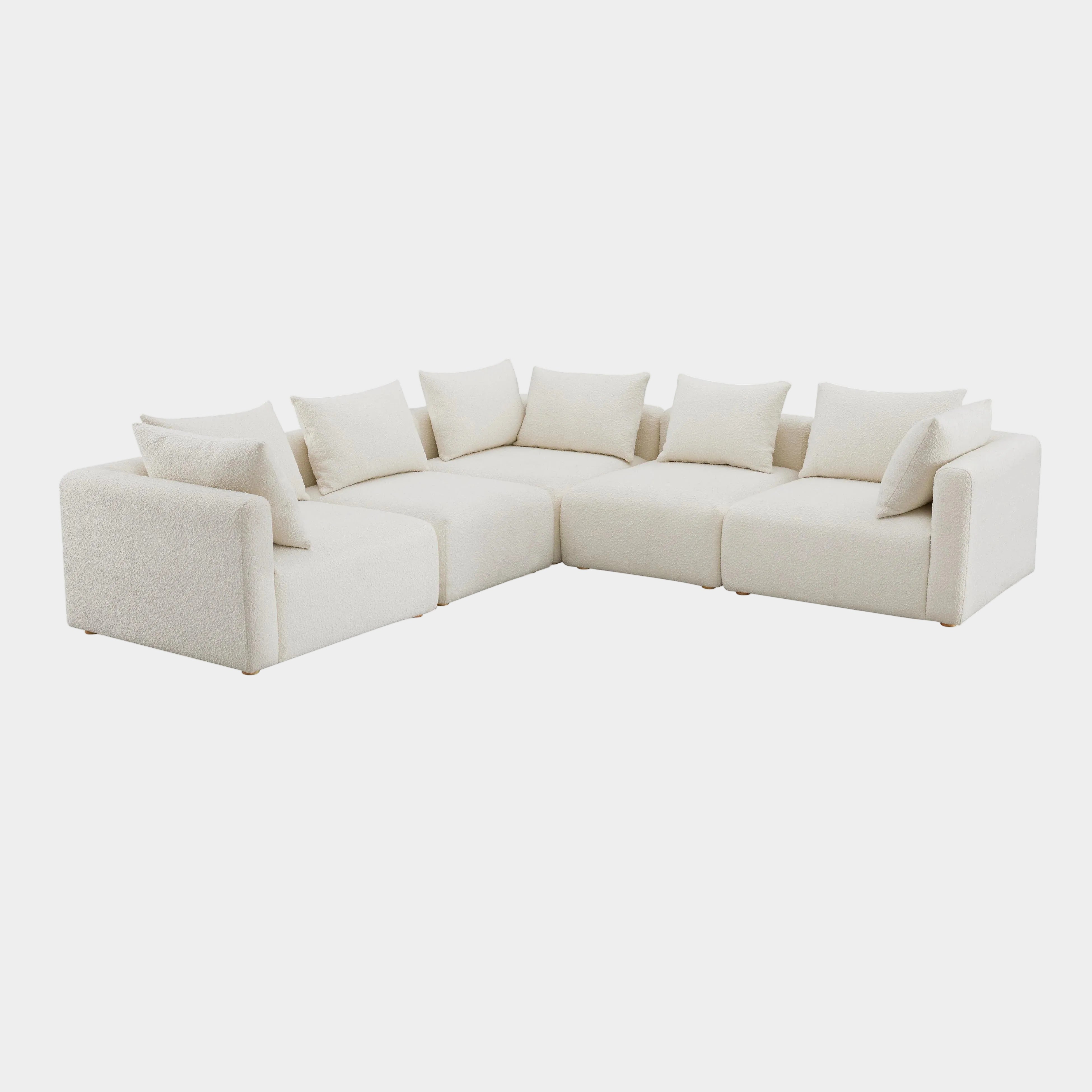Hangover 5-Piece Cream Performance Boucle Modular L-Sectional