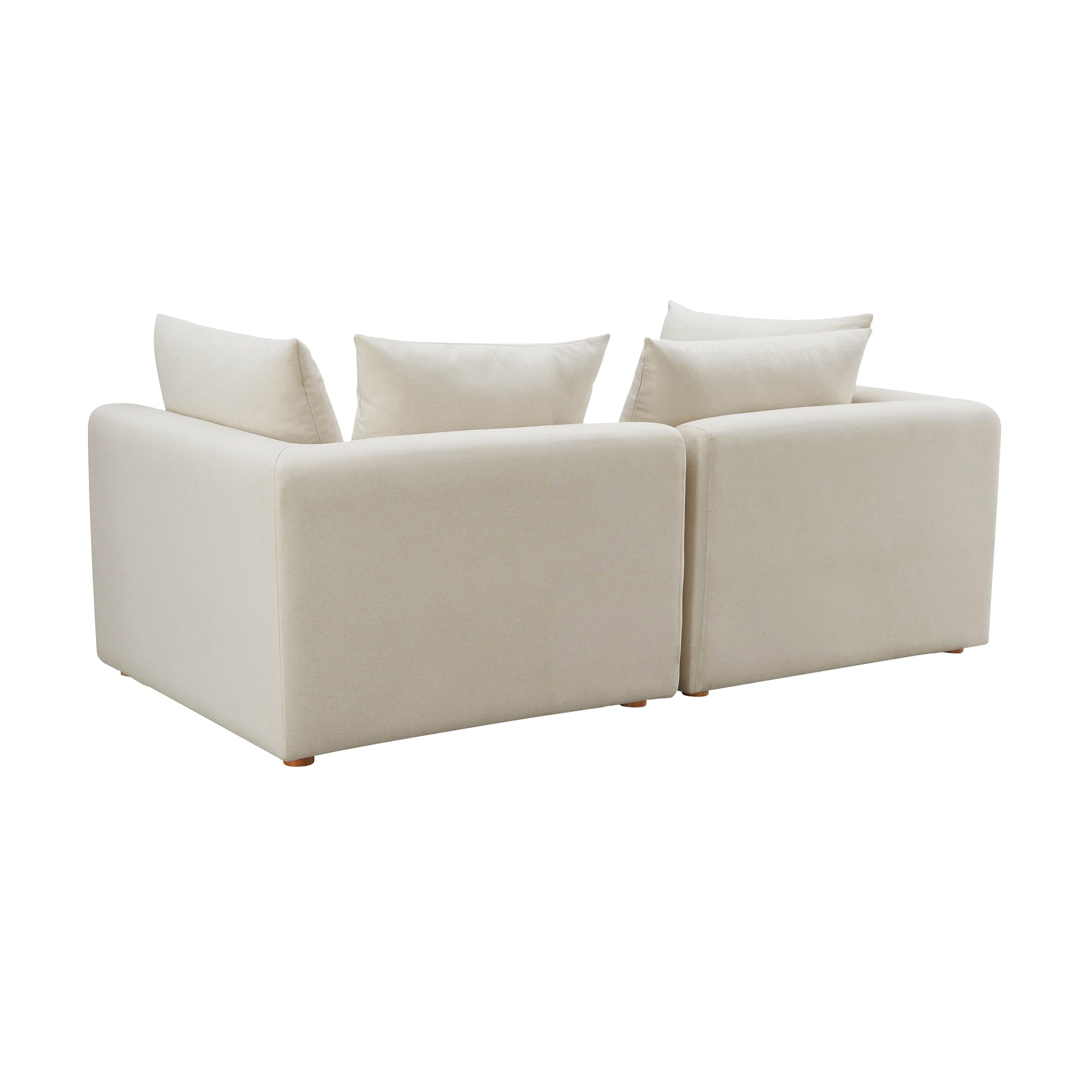 Hangover 81" Cream Performance Linen Loveseat