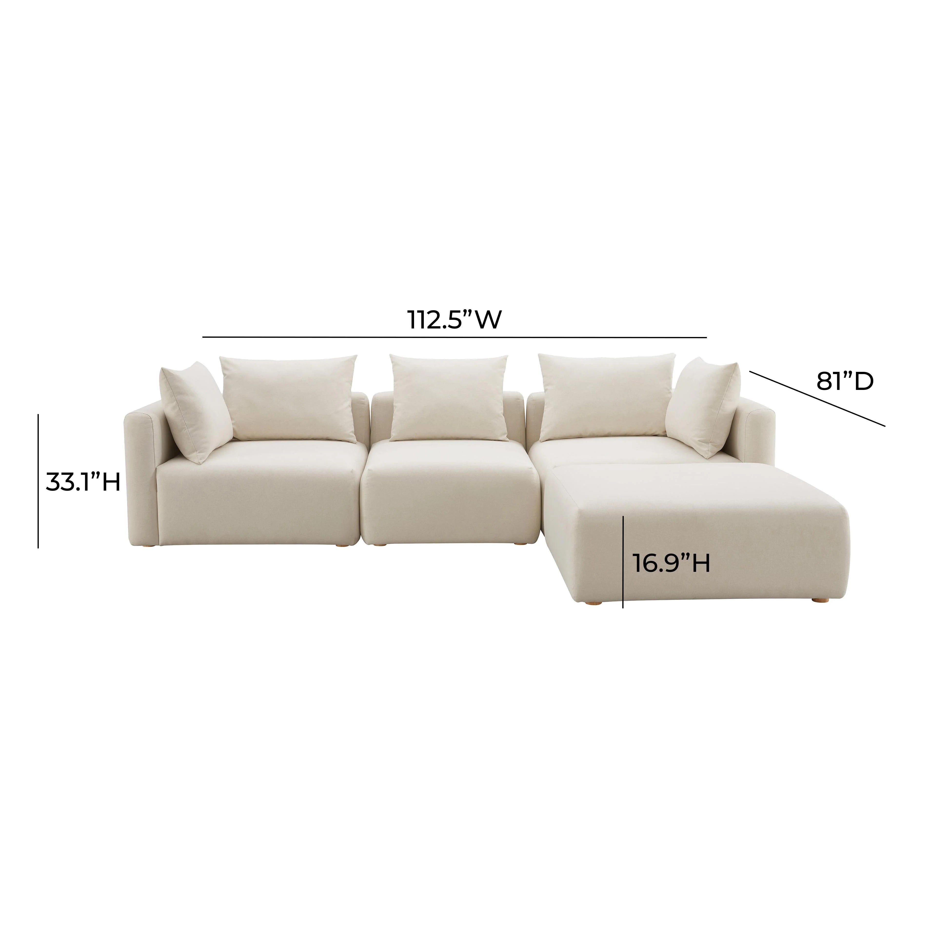 Sectionnel modulaire 4 pièces en lin Performance Cream Hangover 