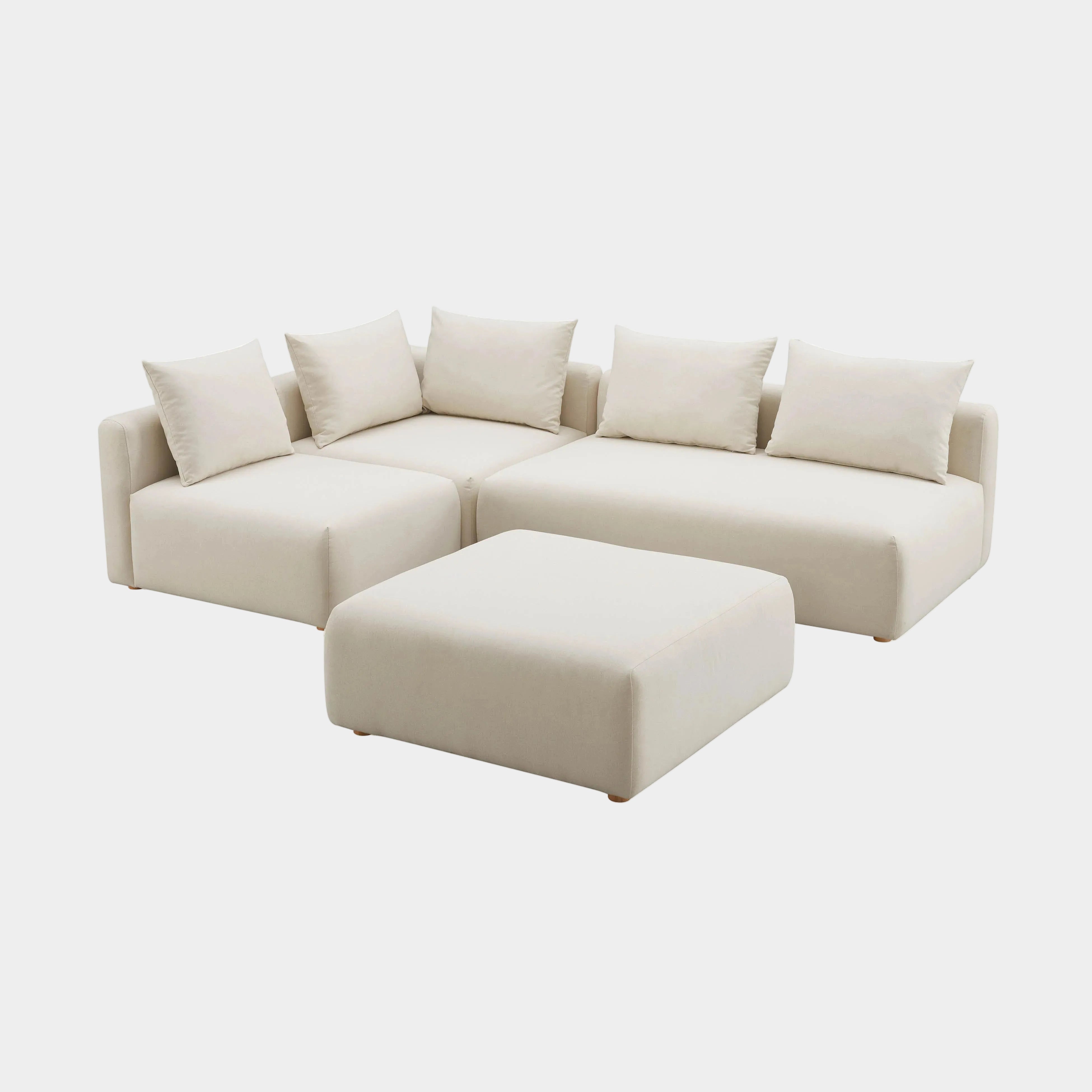 Hangover 4-Piece Cream Performance Linen Modular Chaise Sectional