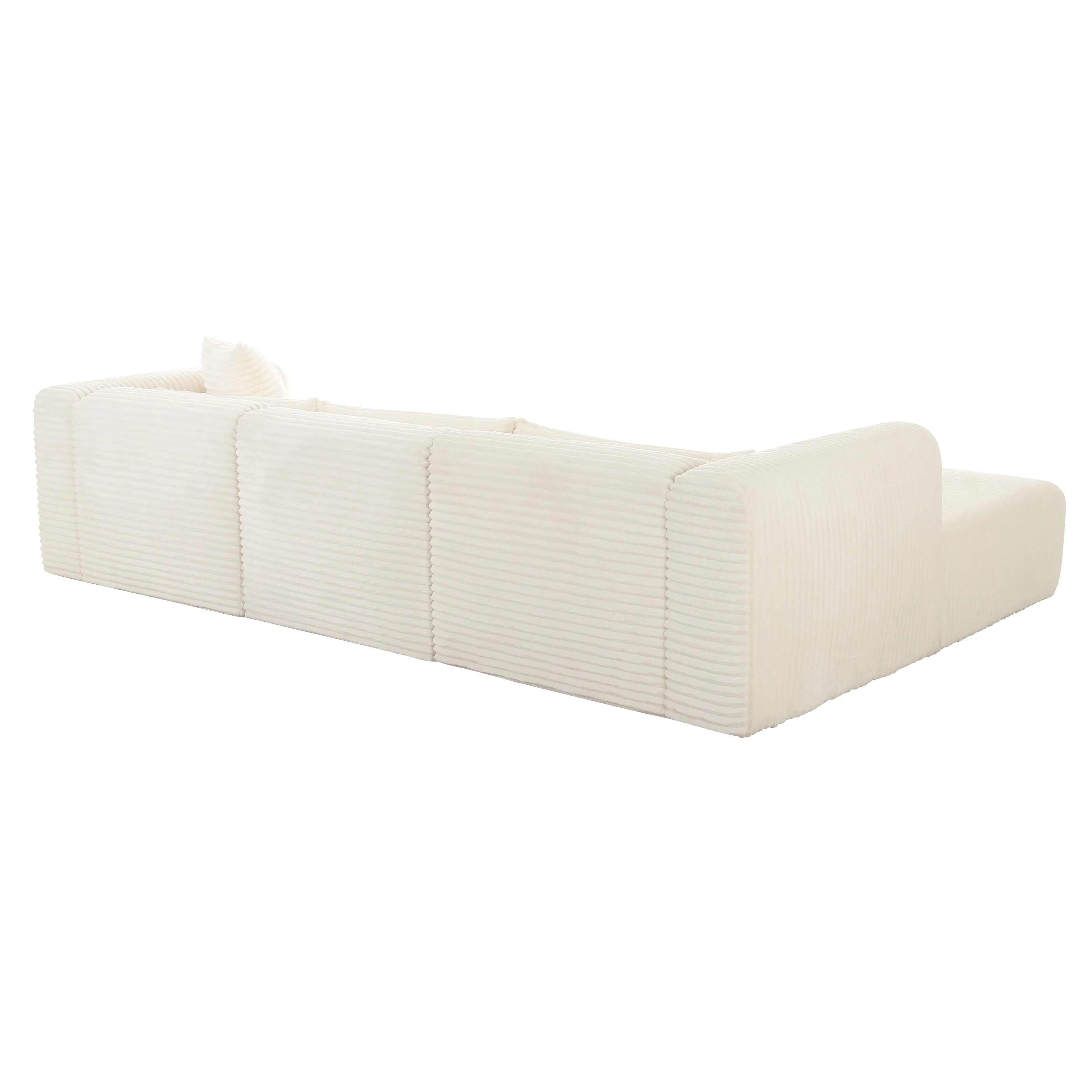 Tarra 3-Piece Fluffy Oversized Performance Corduroy Modular L-Shaped Sectional