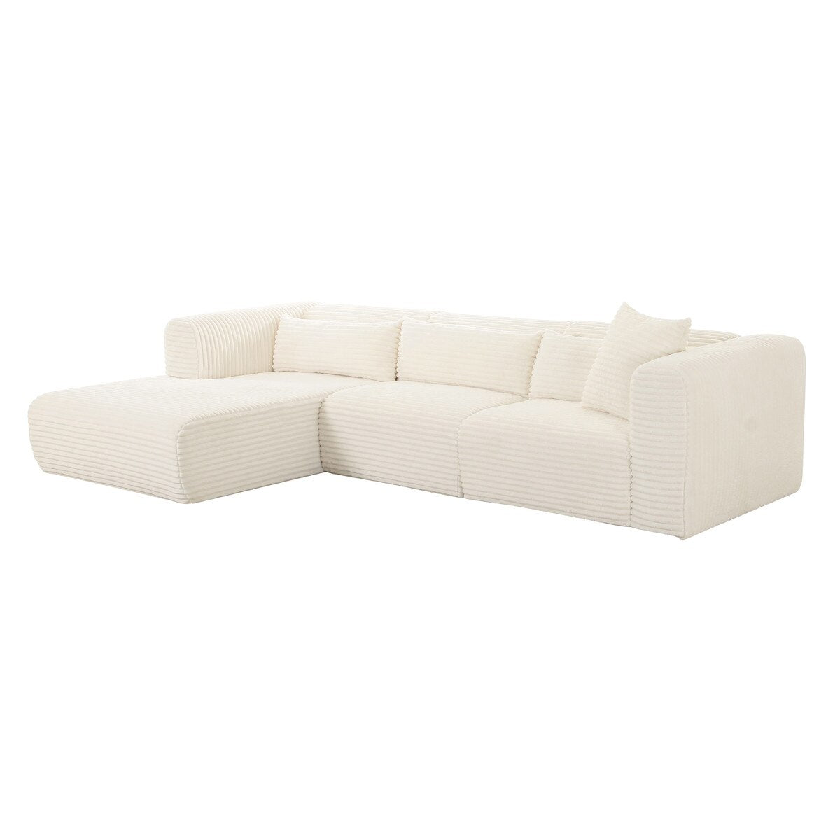 Tarra Fluffy Oversized Cream Corduroy Modular LAF Sectional