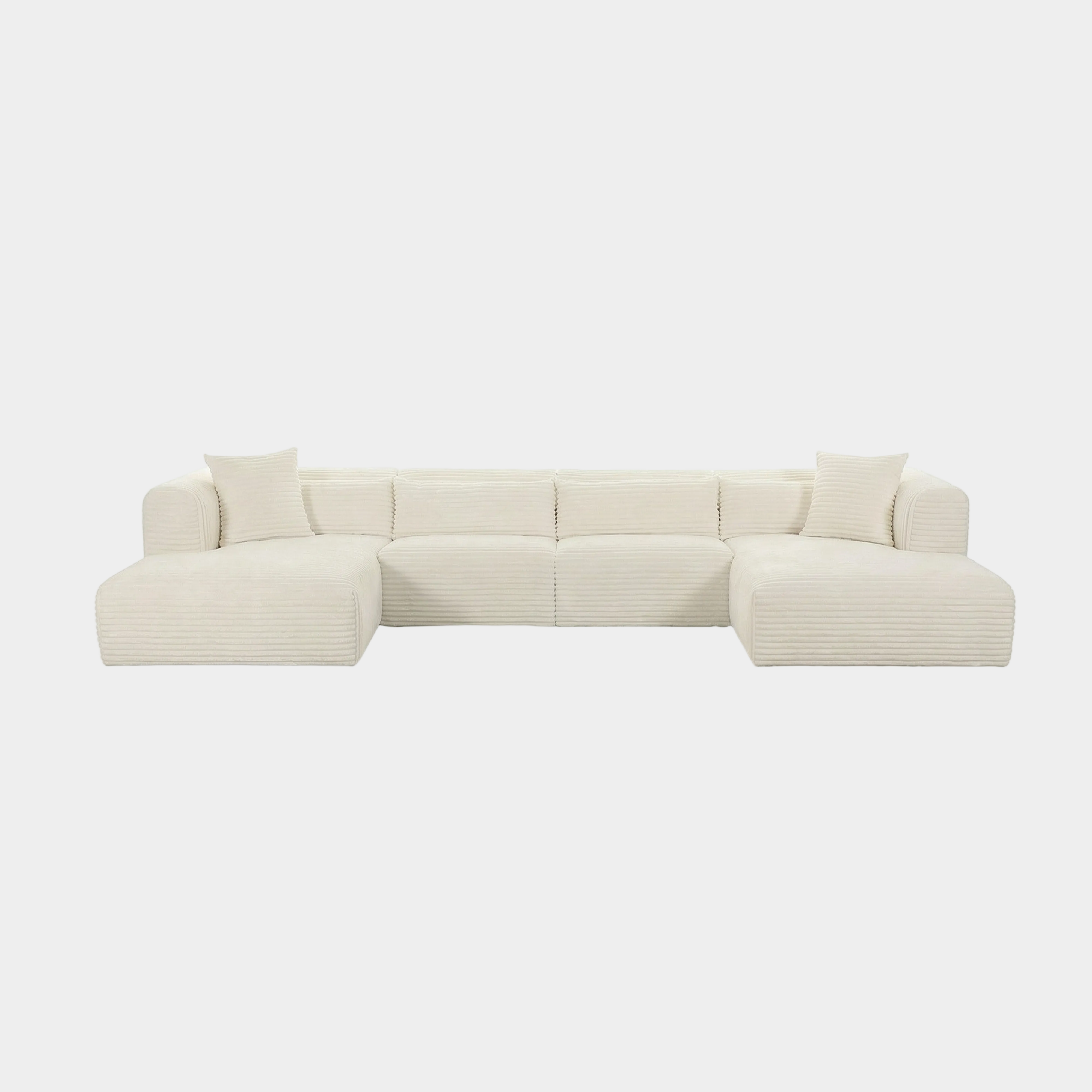 Tarra 4-Piece Fluffy Oversized Performance Corduroy Modular U-Sectional
