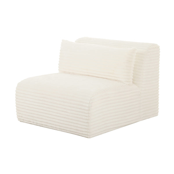 Tarra Fluffy Oversized Cream Corduroy Modular Armless Chair