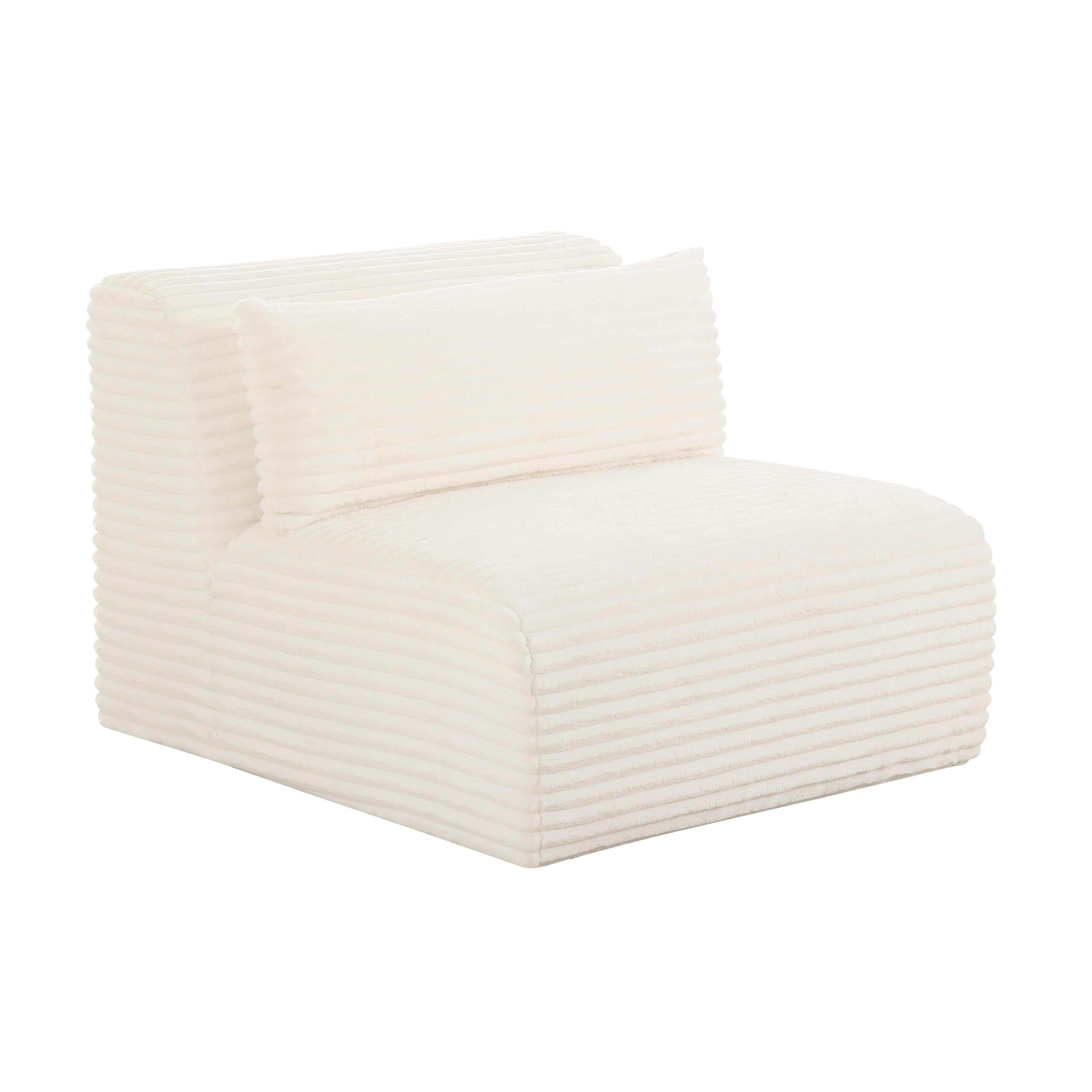 Chaise modulaire sans accoudoirs surdimensionnée en velours côtelé crème Tarra Fluffy