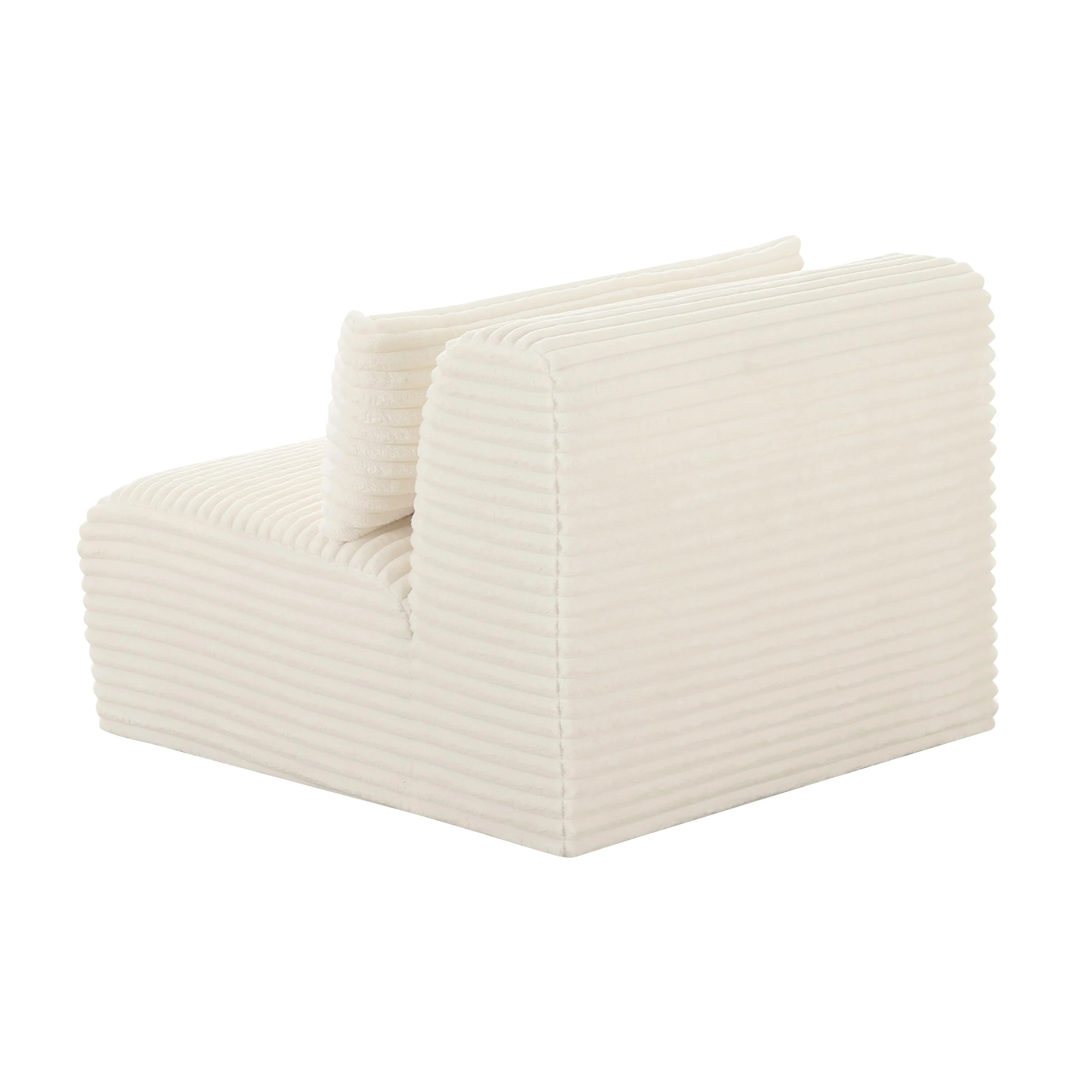 Chaise modulaire sans accoudoirs surdimensionnée en velours côtelé crème Tarra Fluffy