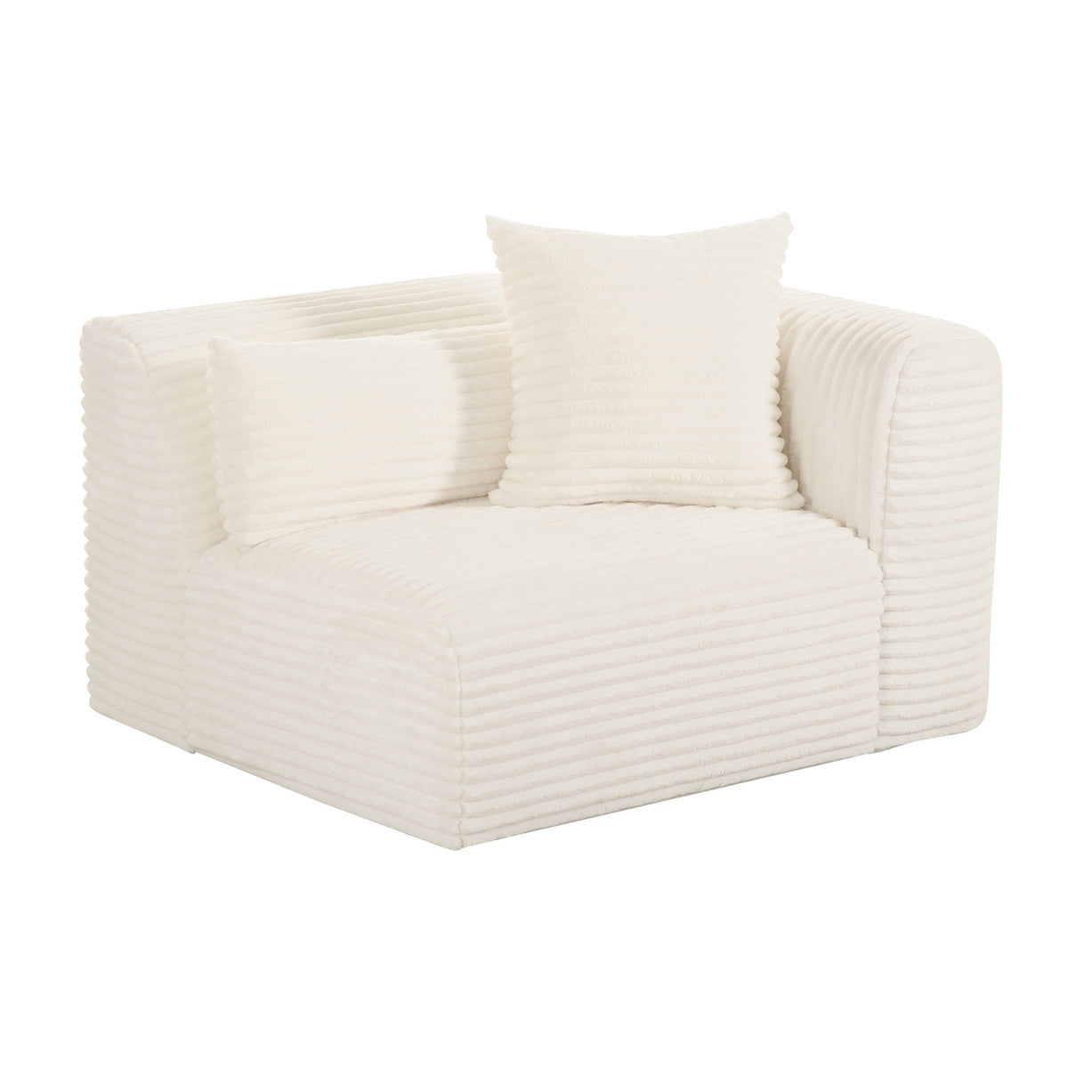 Tarra Fluffy Oversized Cream Corduroy Modular Corner Chair