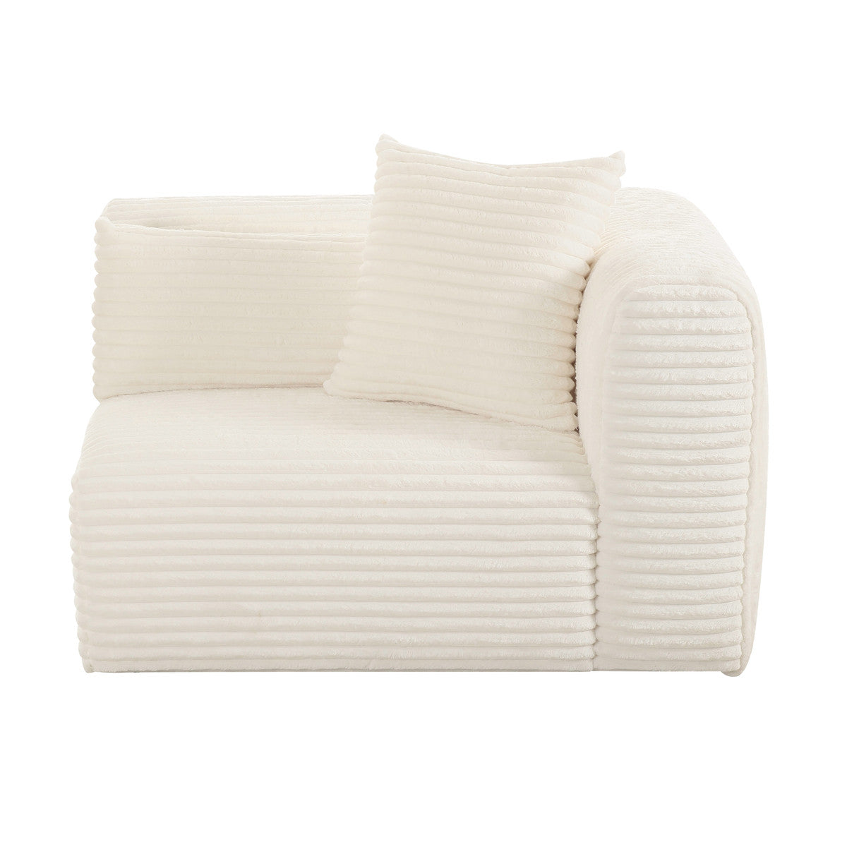 Tarra Fluffy Oversized Cream Corduroy Modular Corner Chair