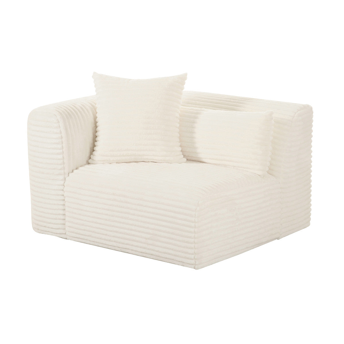 Tarra Fluffly Oversized Cream Corduroy Modular LAF Corner Chair