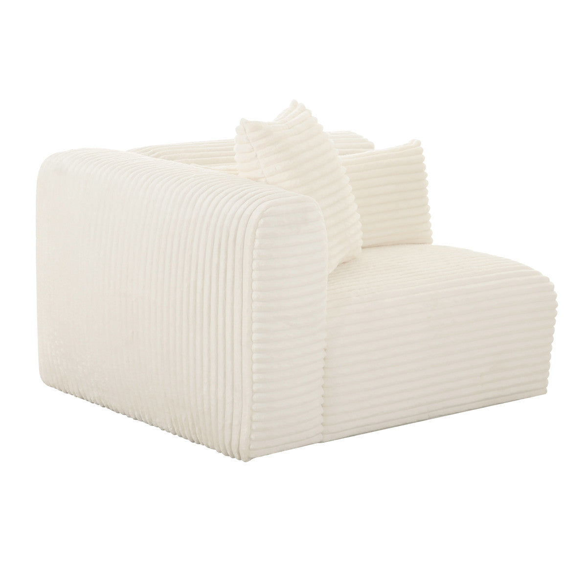 Tarra Fluffy Oversized Cream Corduroy Modular Corner Chair