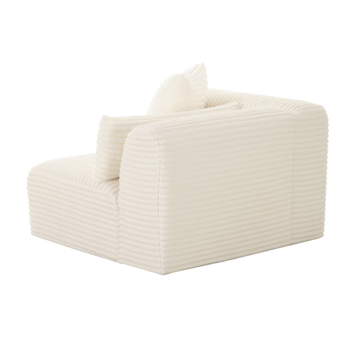 Tarra Fluffy Oversized Cream Corduroy Modular Corner Chair