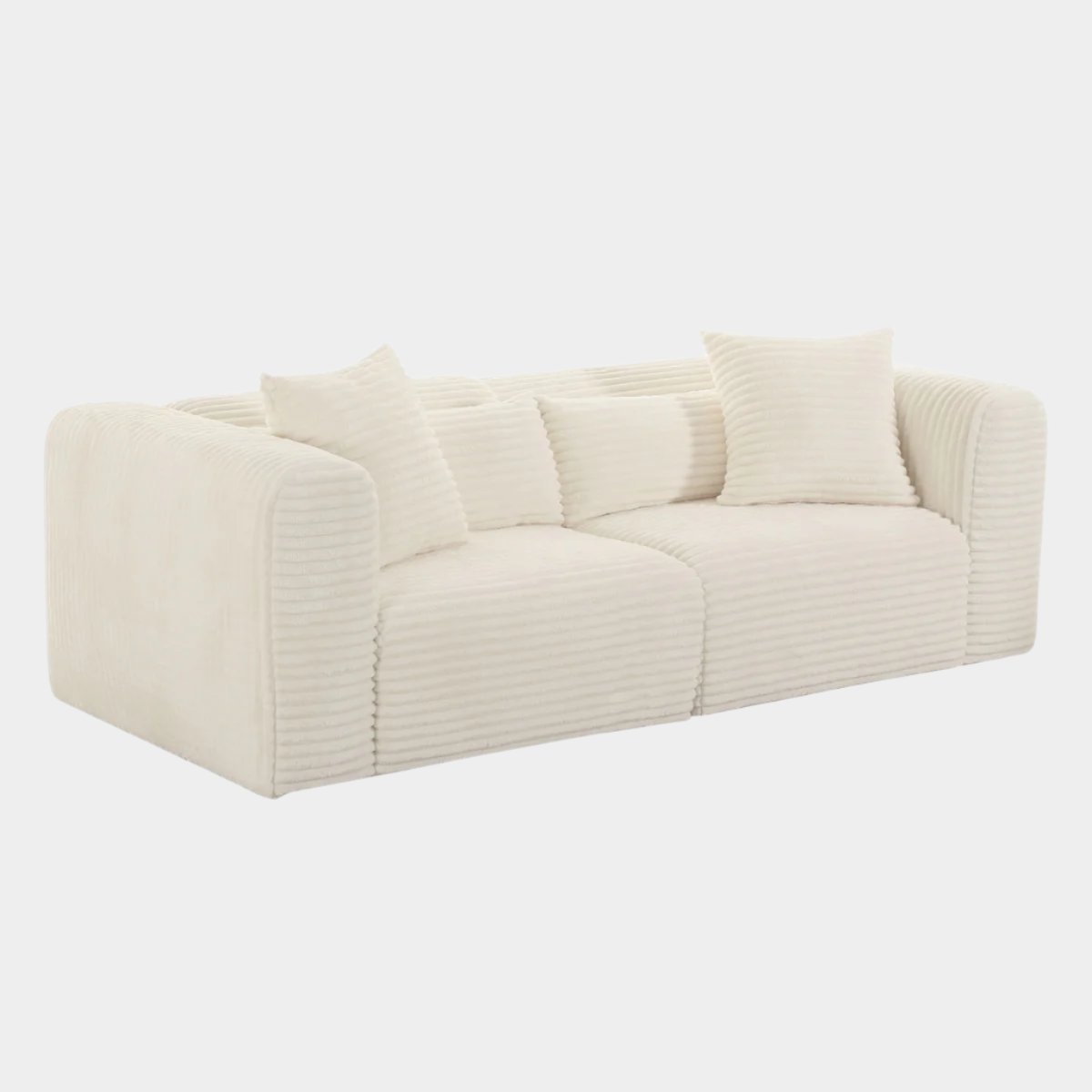 Tarra Fluffy Oversized Cream Corduroy Modular Loveseat