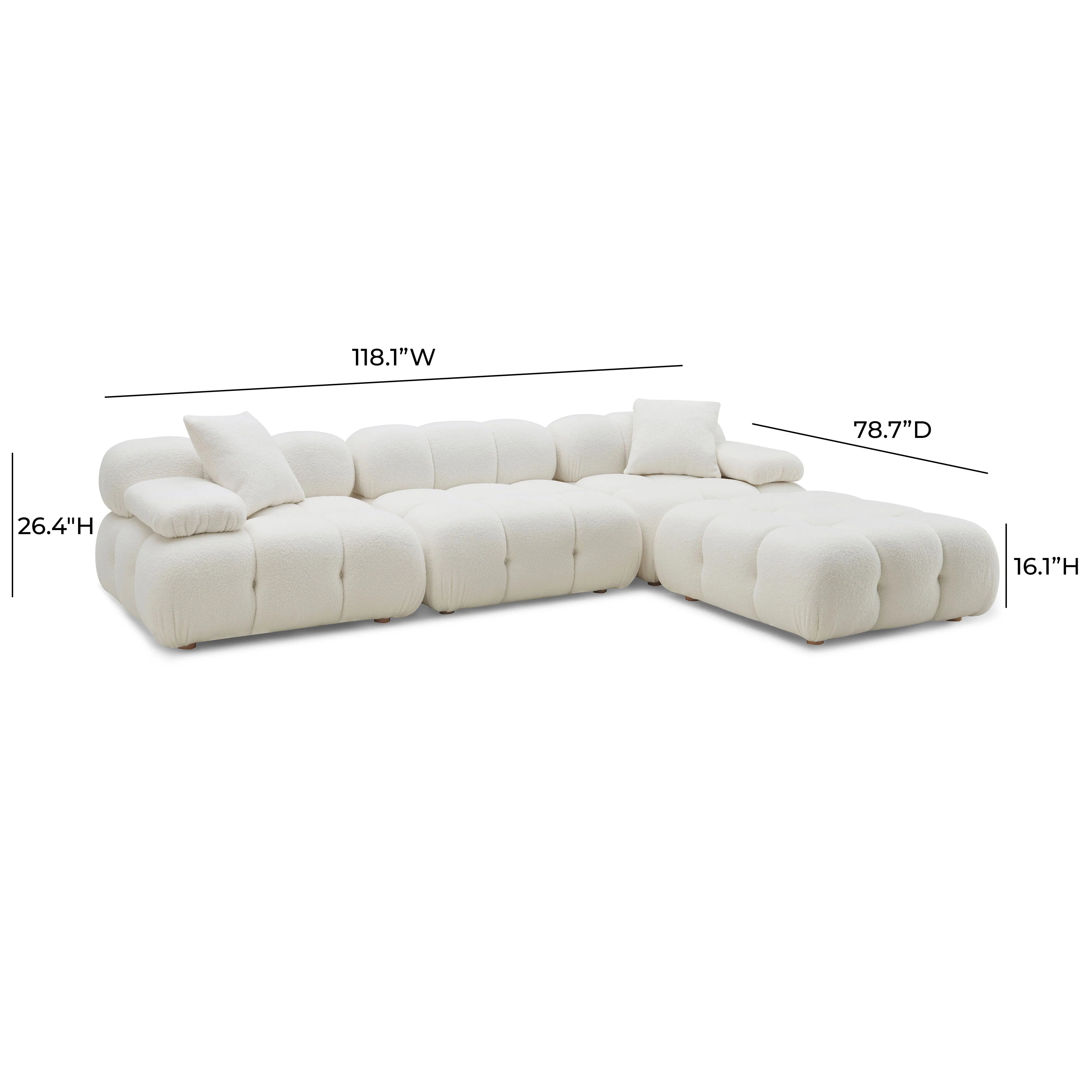 Calliope 4-Piece Performance Vegan Shearling Modular Sectional