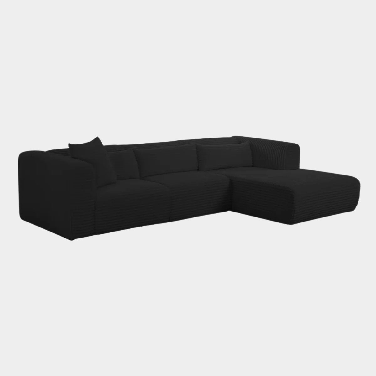 Tarra Fluffy Oversized Black Corduroy Modular RAF Sectional