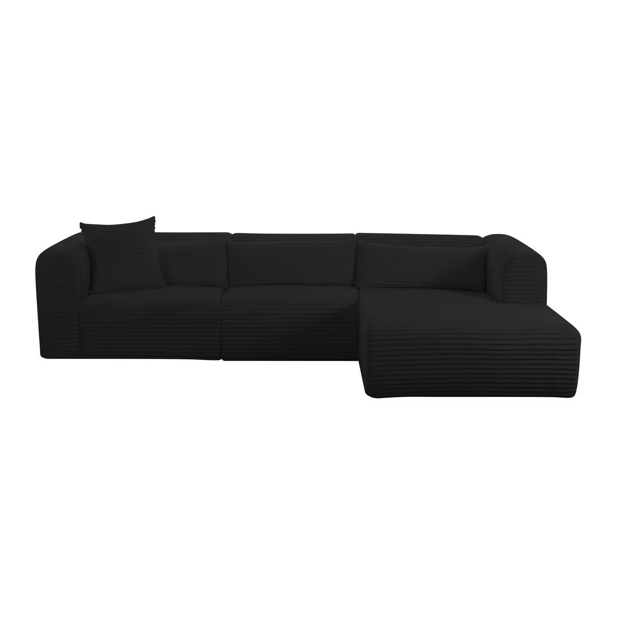 Tarra Fluffy Oversized Black Corduroy Modular RAF Sectional