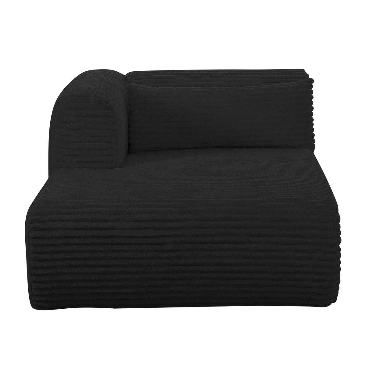 Tarra Fluffy Oversized Black Corduroy Modular LAF Chaise