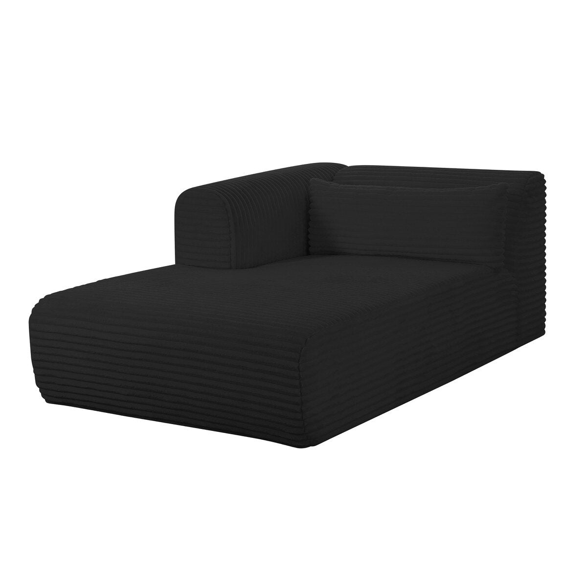 Tarra Fluffy Oversized Black Corduroy Modular LAF Chaise