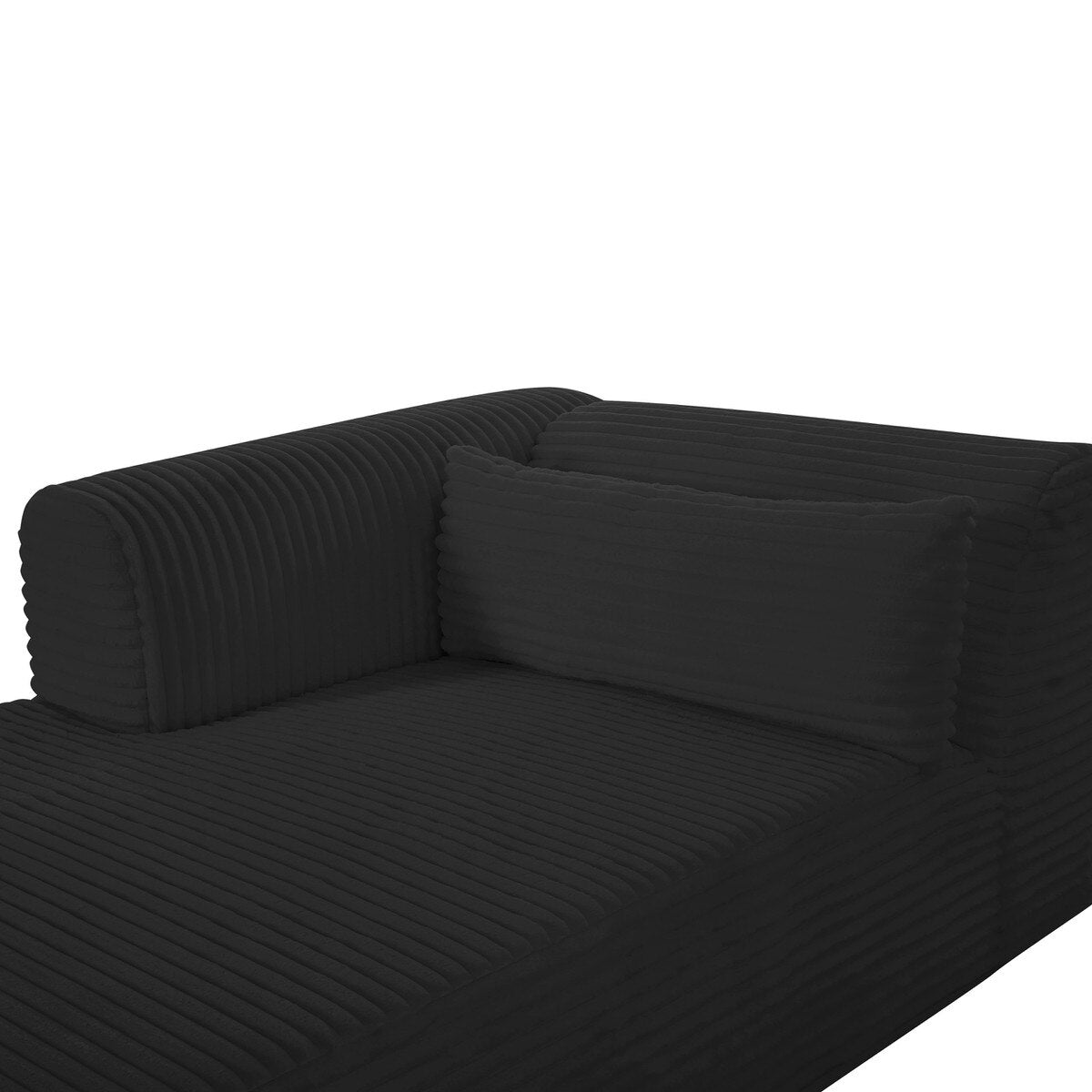 Tarra Fluffy Oversized Black Corduroy Modular LAF Chaise