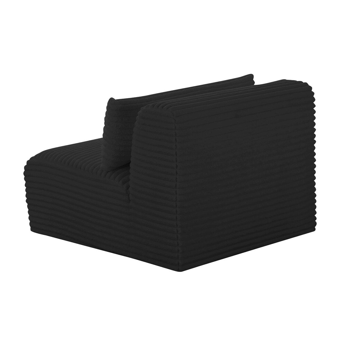 Tarra Fluffy Oversized Black Corduroy Modular Armless Chair