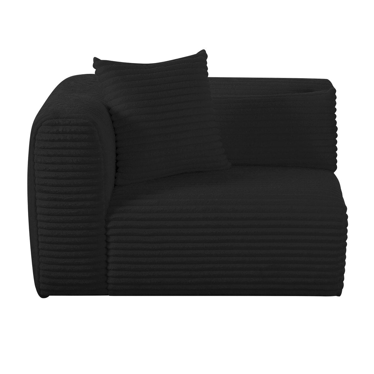 Tarra Fluffy Oversized Black Corduroy Modular LAF Corner Chair