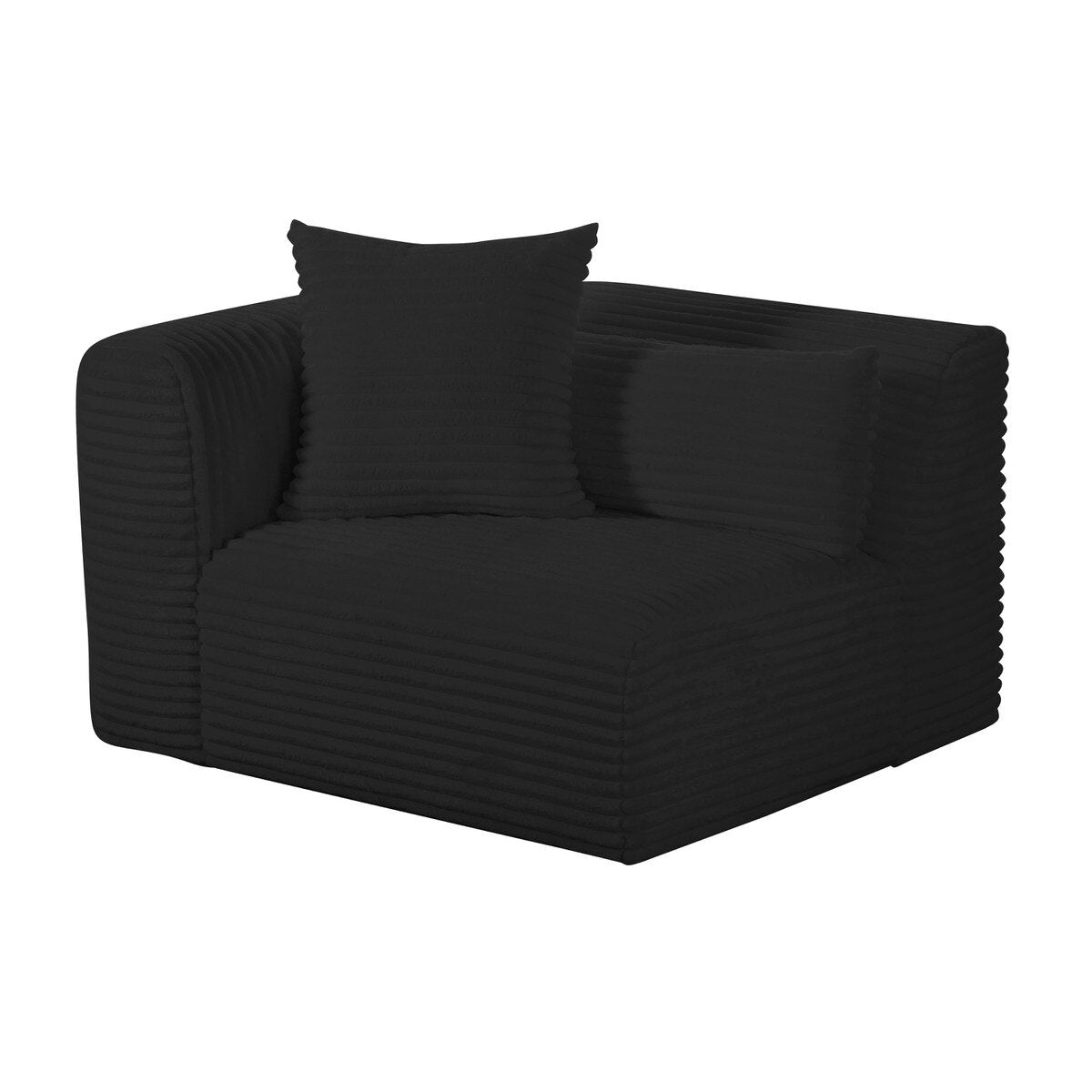 Tarra Fluffy Oversized Black Corduroy Modular LAF Corner Chair