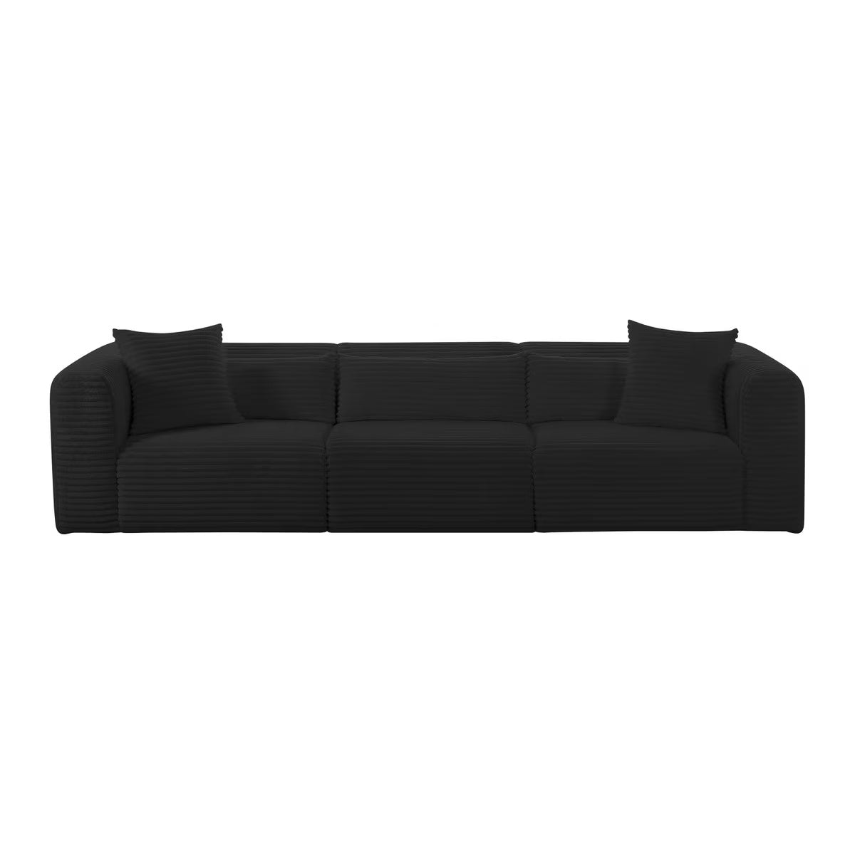 Tarra Fluffy Oversized Black Corduroy Modular Sofa