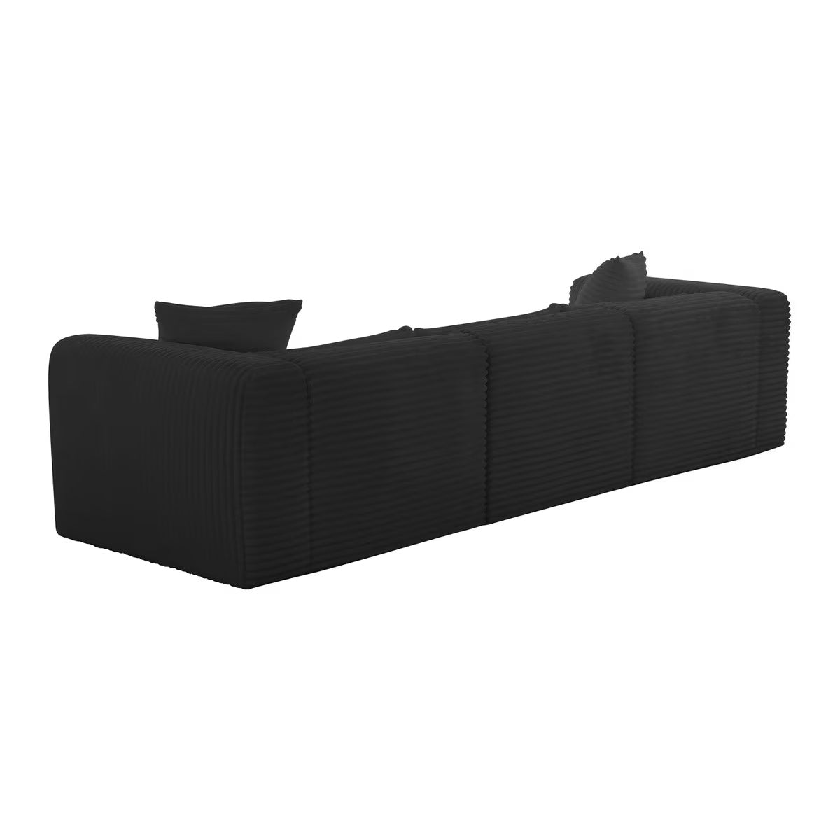 Tarra Fluffy Oversized Black Corduroy Modular Sofa