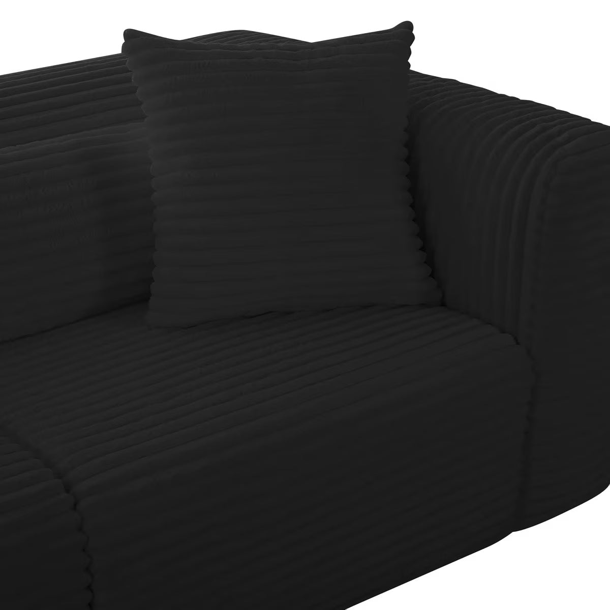 Tarra Fluffy Oversized Black Corduroy Modular Sofa