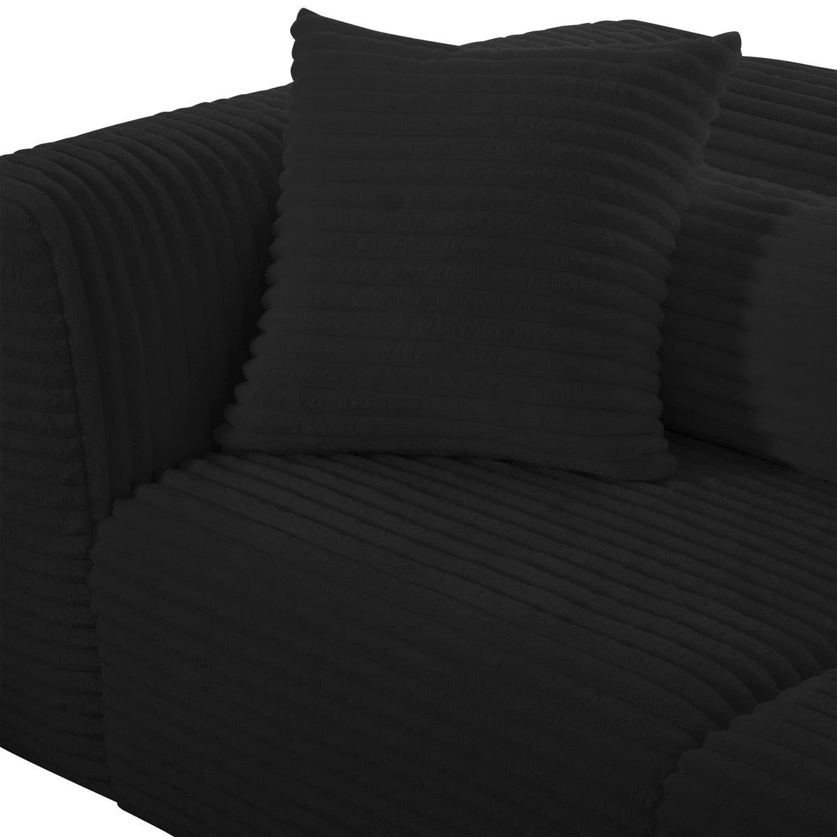 Tarra Fluffy Oversized Black Corduroy Modular Loveseat