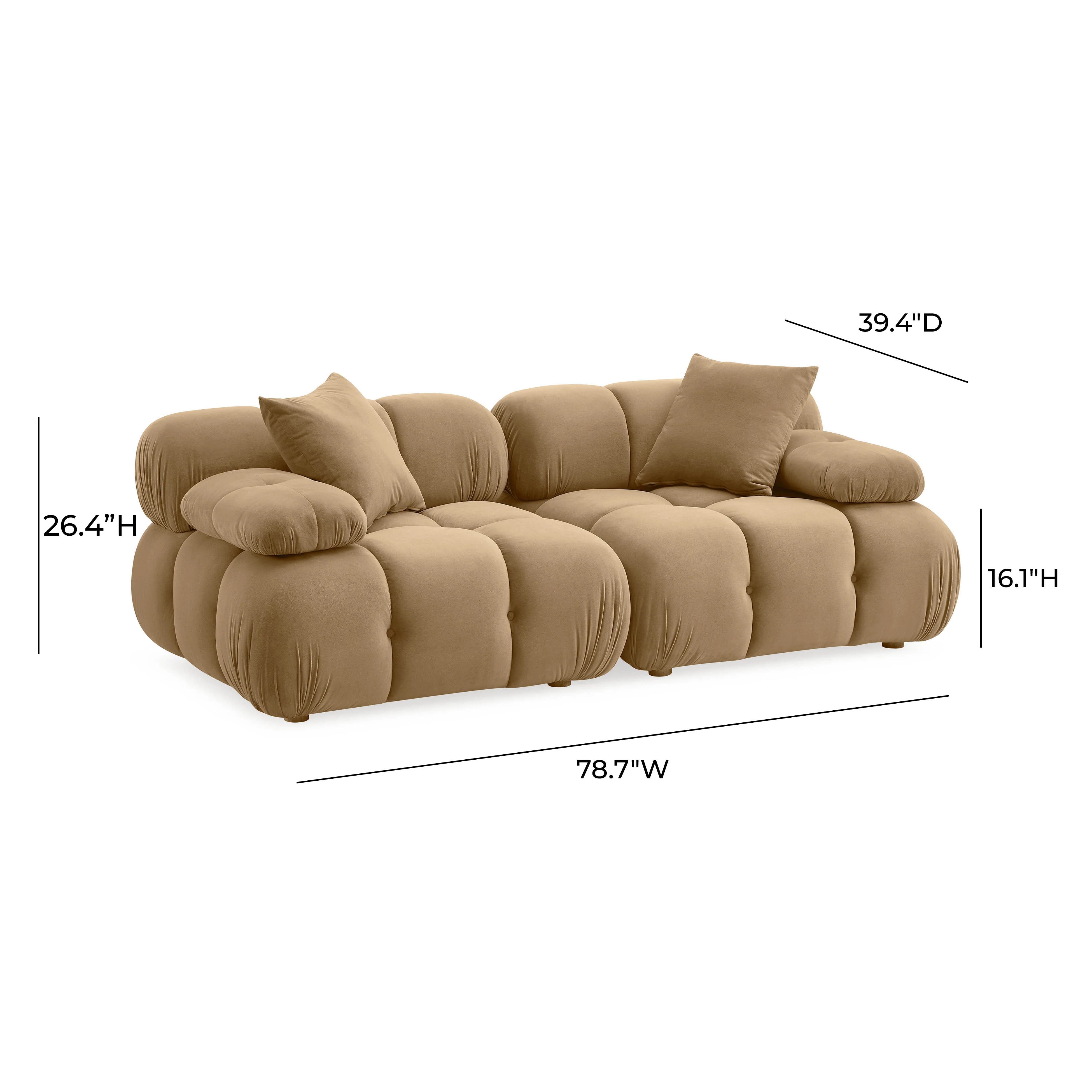 Calliope 79" Cafe Au Lait Performance Velvet Modular Loveseat