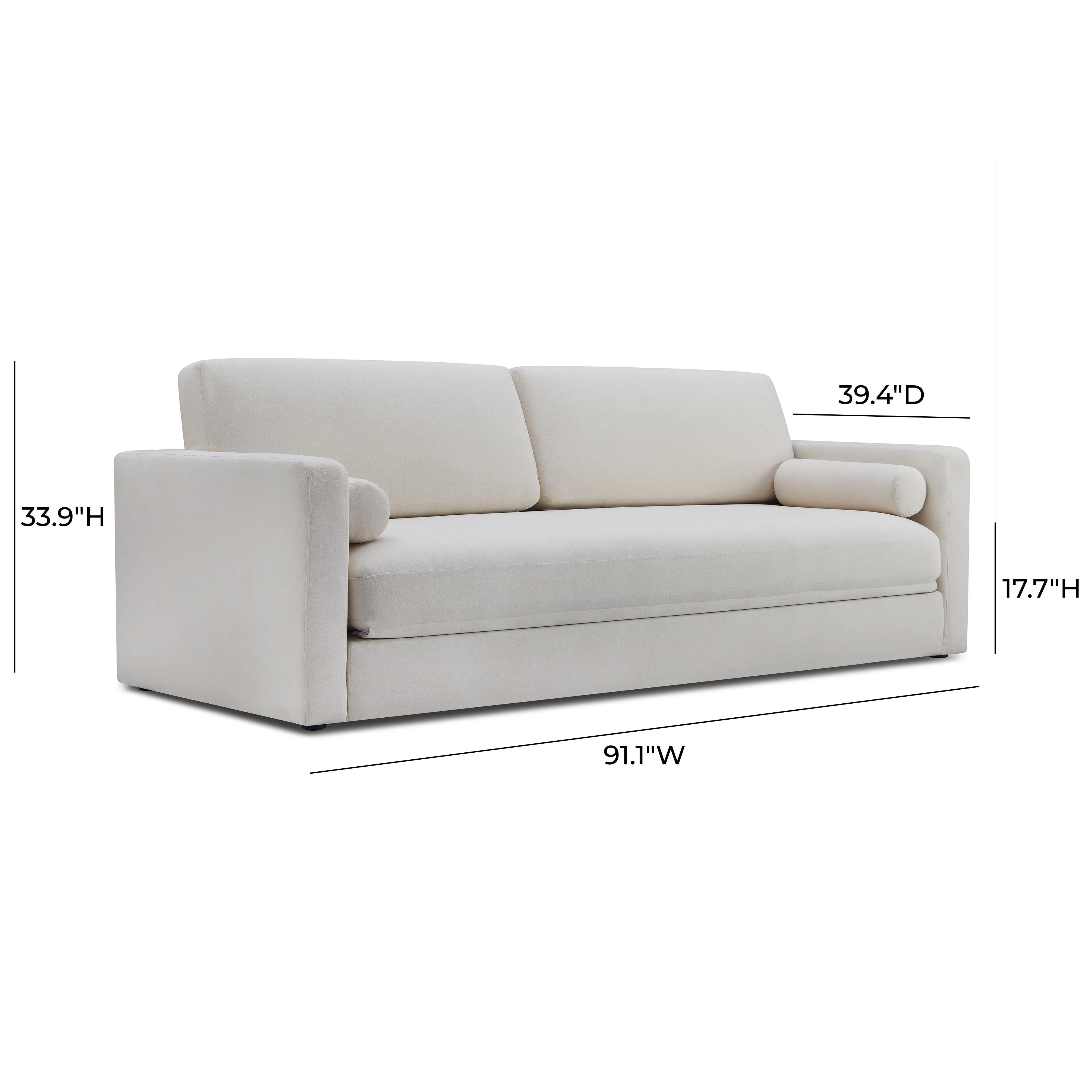 Ryan 91" Cream Upcycled Performance Linen Sofa Bed