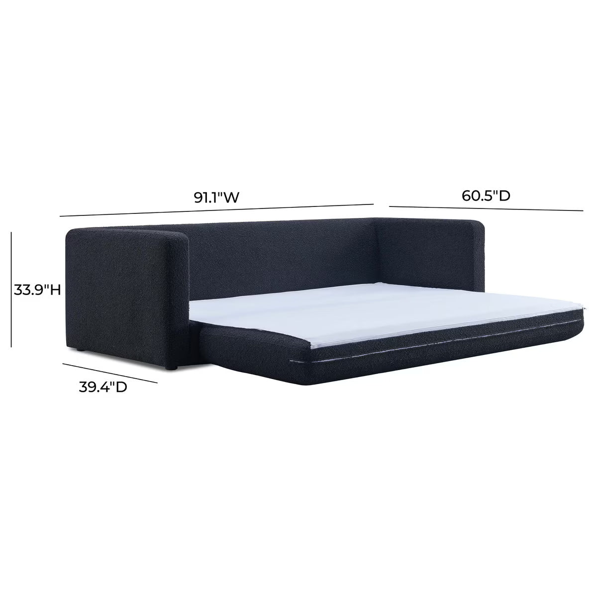 Ryan Black Boucle Sofa Bed