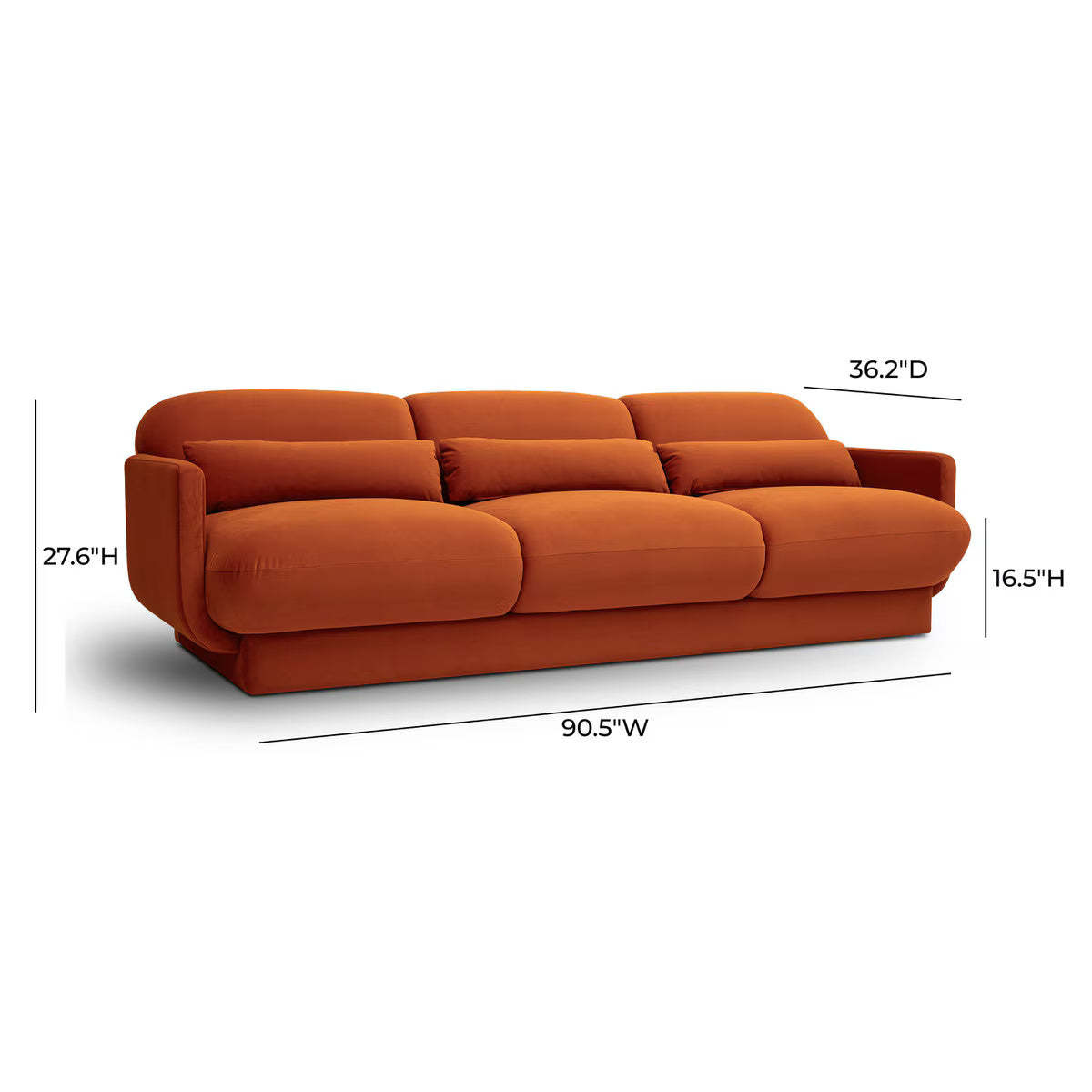 Azalea Rust Orange Velvet Sofa