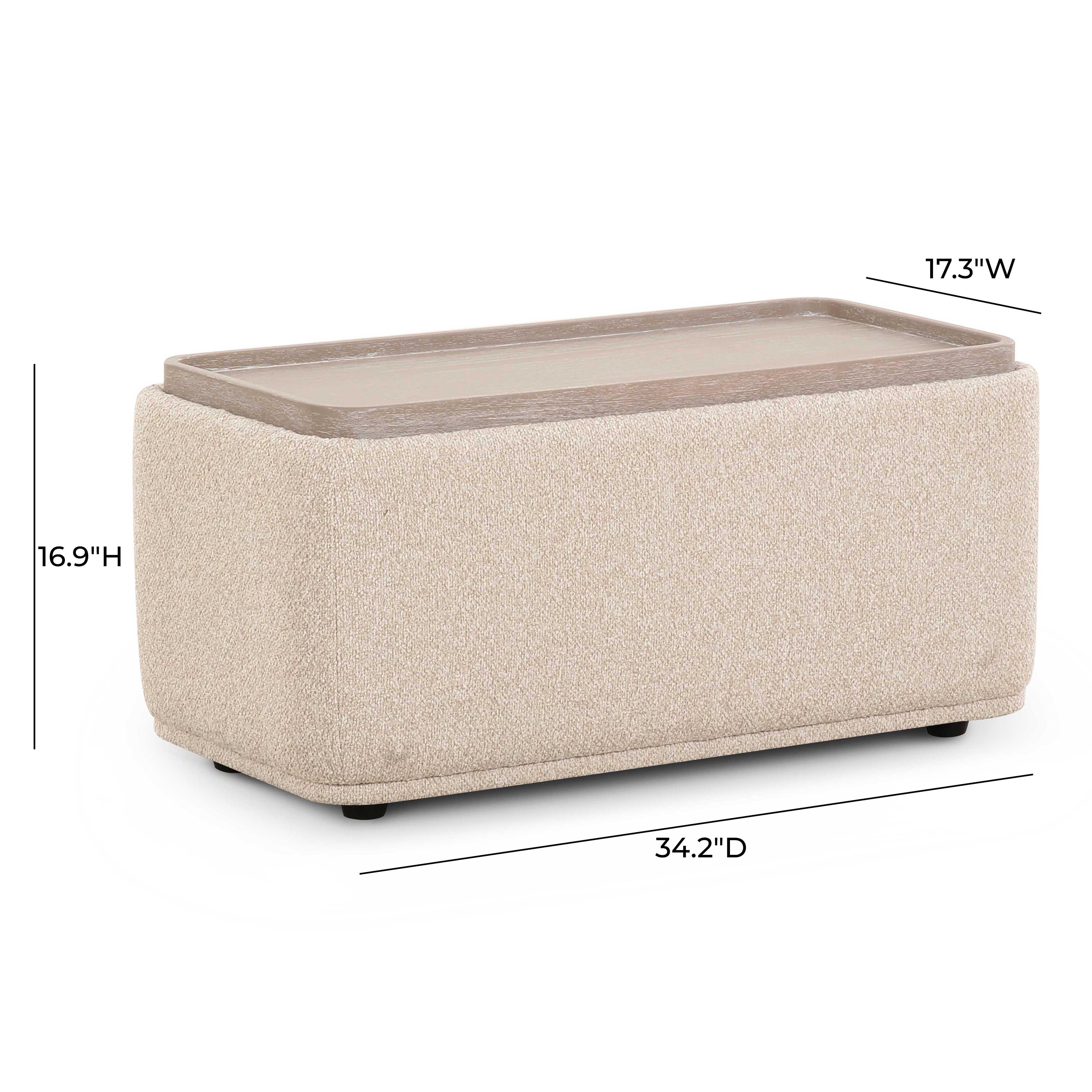 Sylvie Cream Performance Boucle Ottoman Table