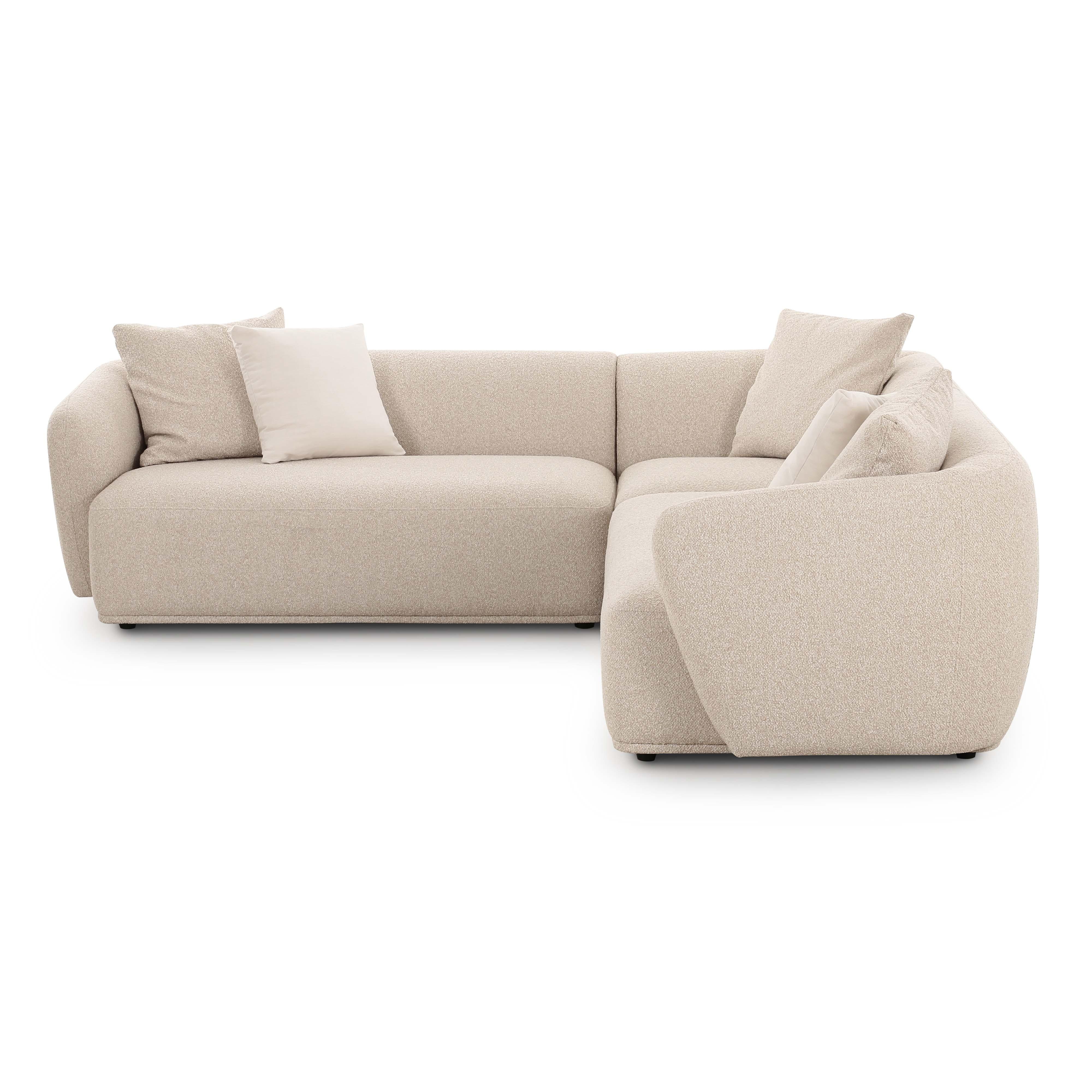 Sylvie 3-Piece Cream Performance Boucle L-Shaped Sectional