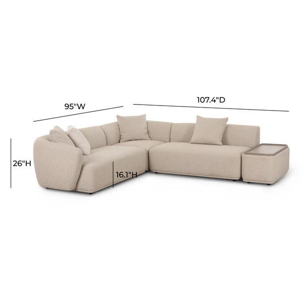 Sylvie Cream Boucle 4-Piece Chaise Sectional