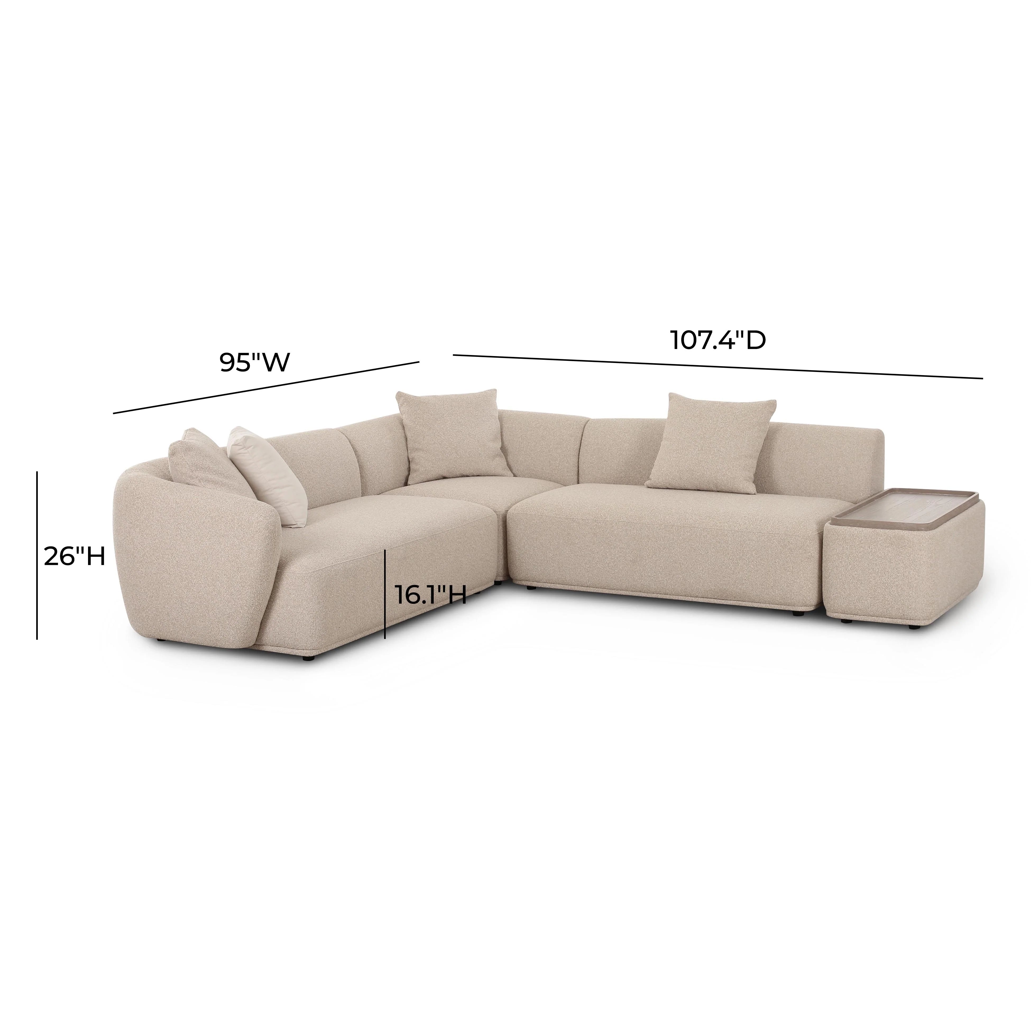 Sylvie 4-Piece Cream Performance Boucle Chaise Sectional
