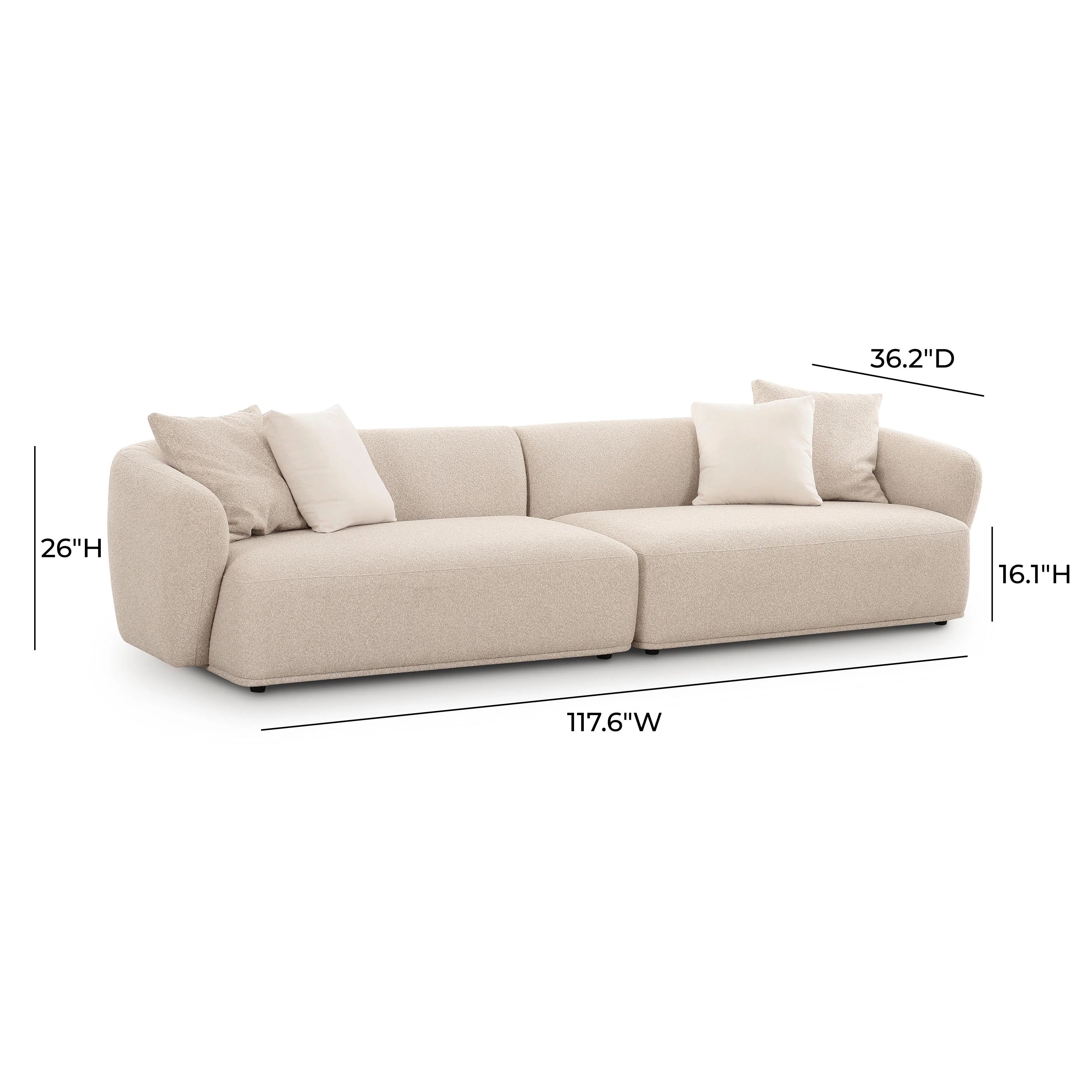 Sylvie 118" Cream Performance Boucle Sofa