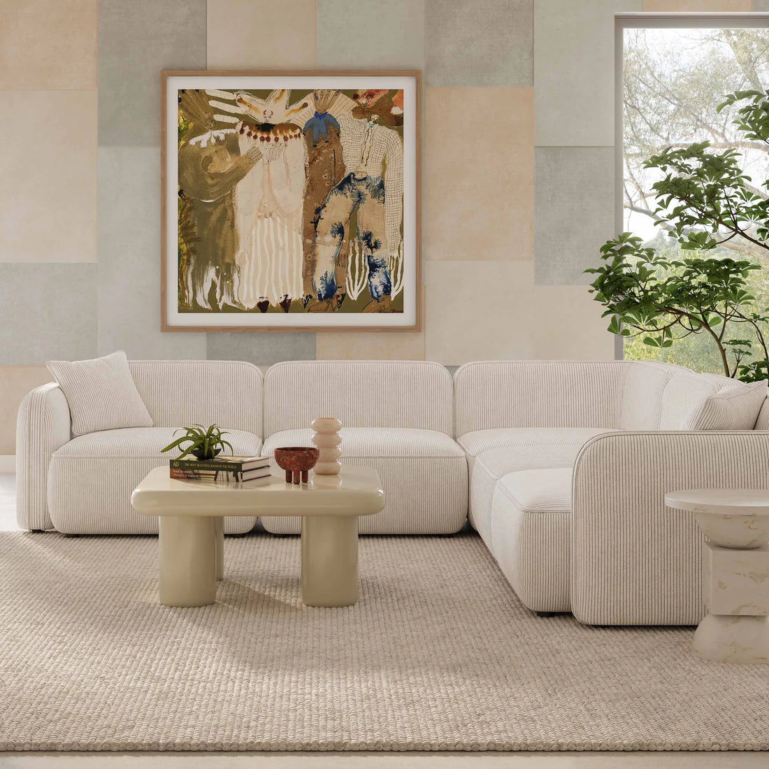 Travie Performance Corduroy Velvet Modular L-Sectional